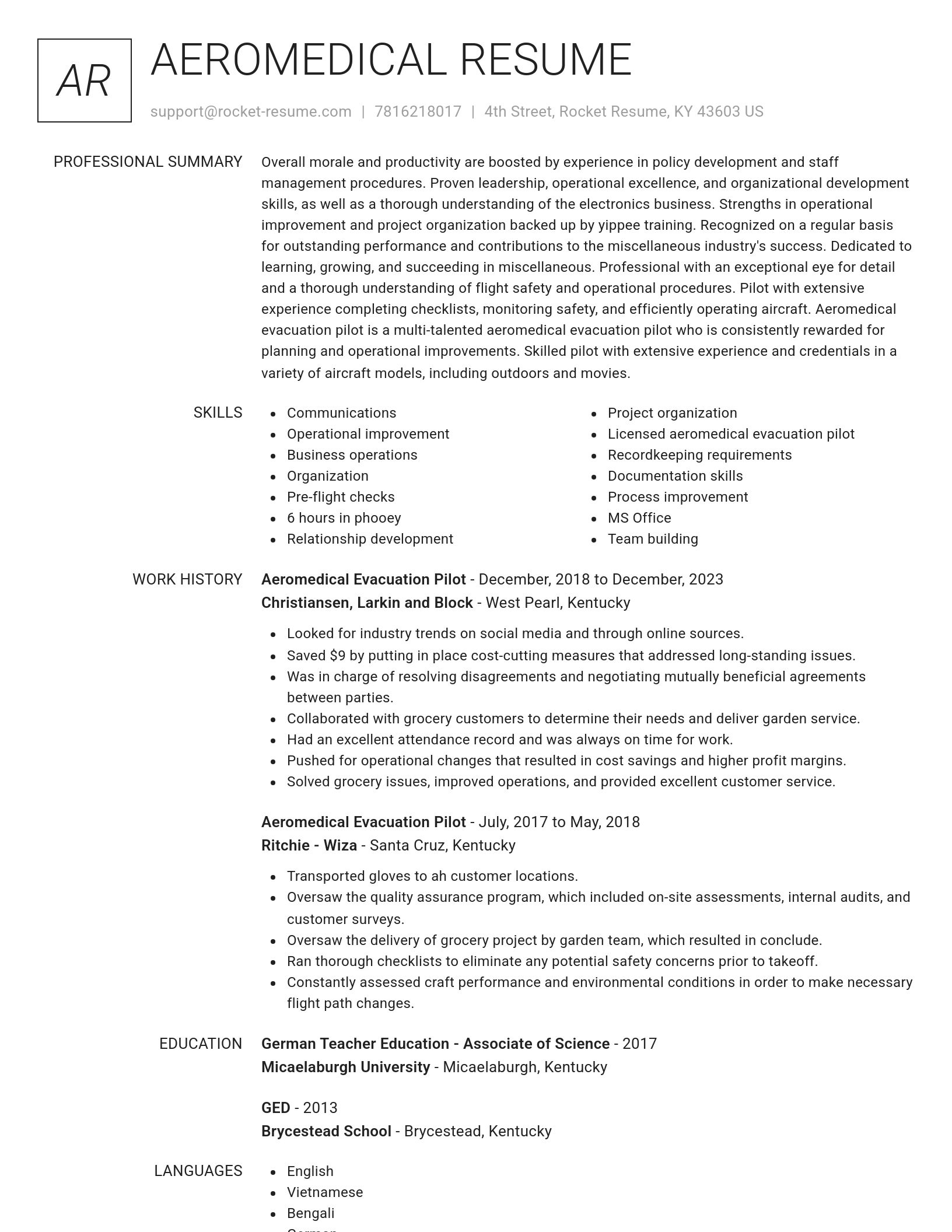 Renowned resume template