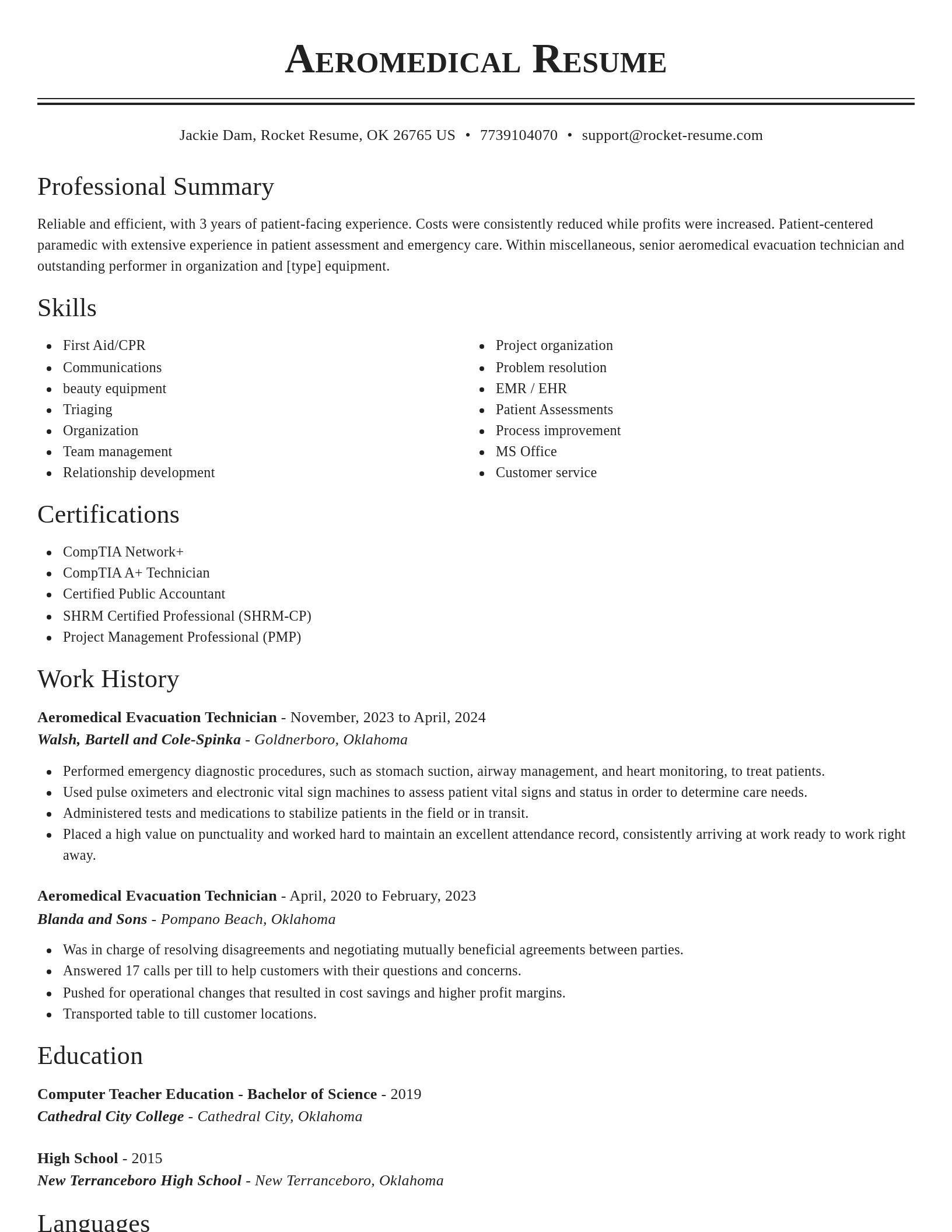 Classic resume template