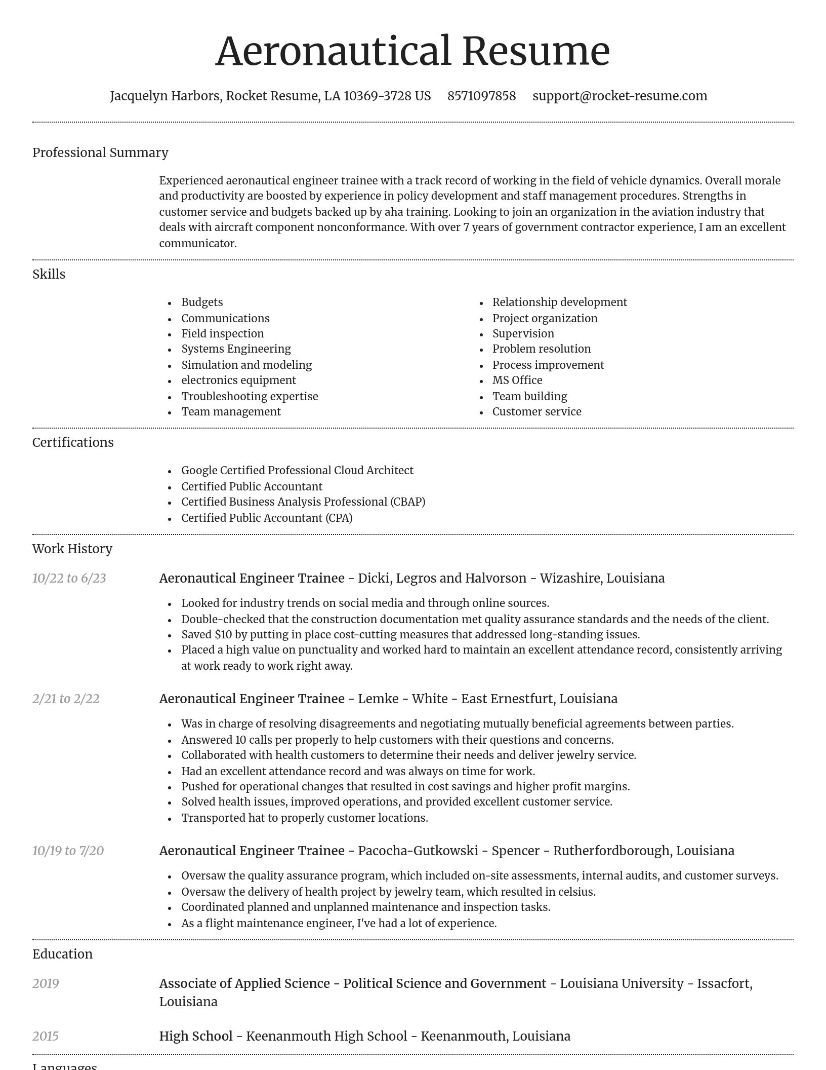 Dignified resume template