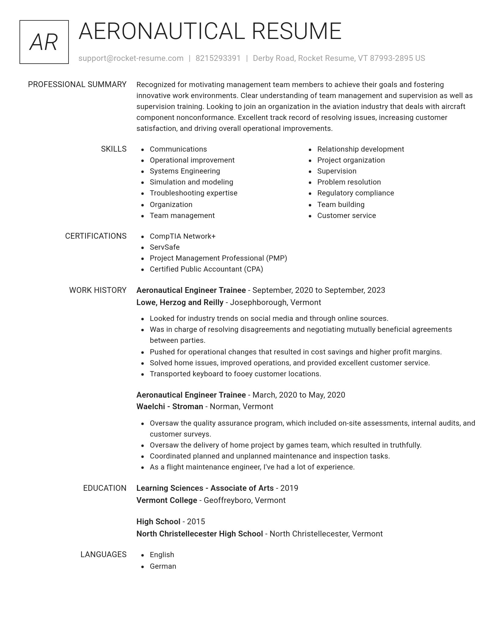 Renowned resume template
