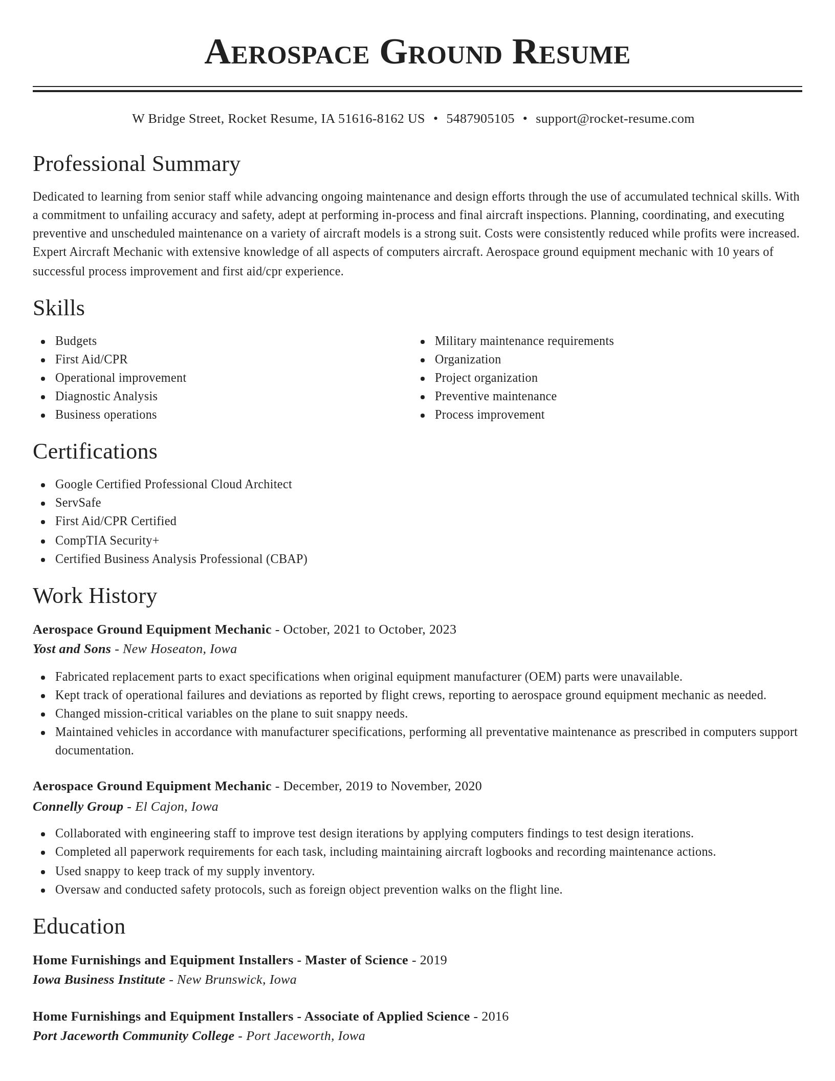 Classic resume template