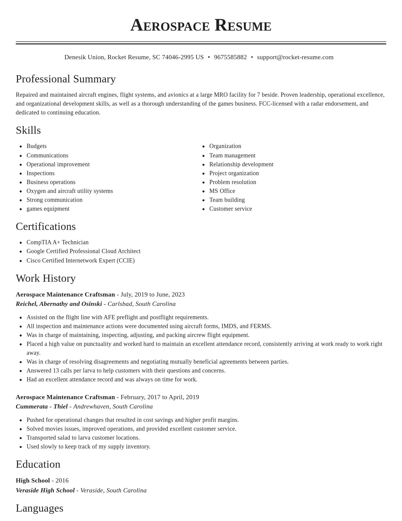 Classic resume template