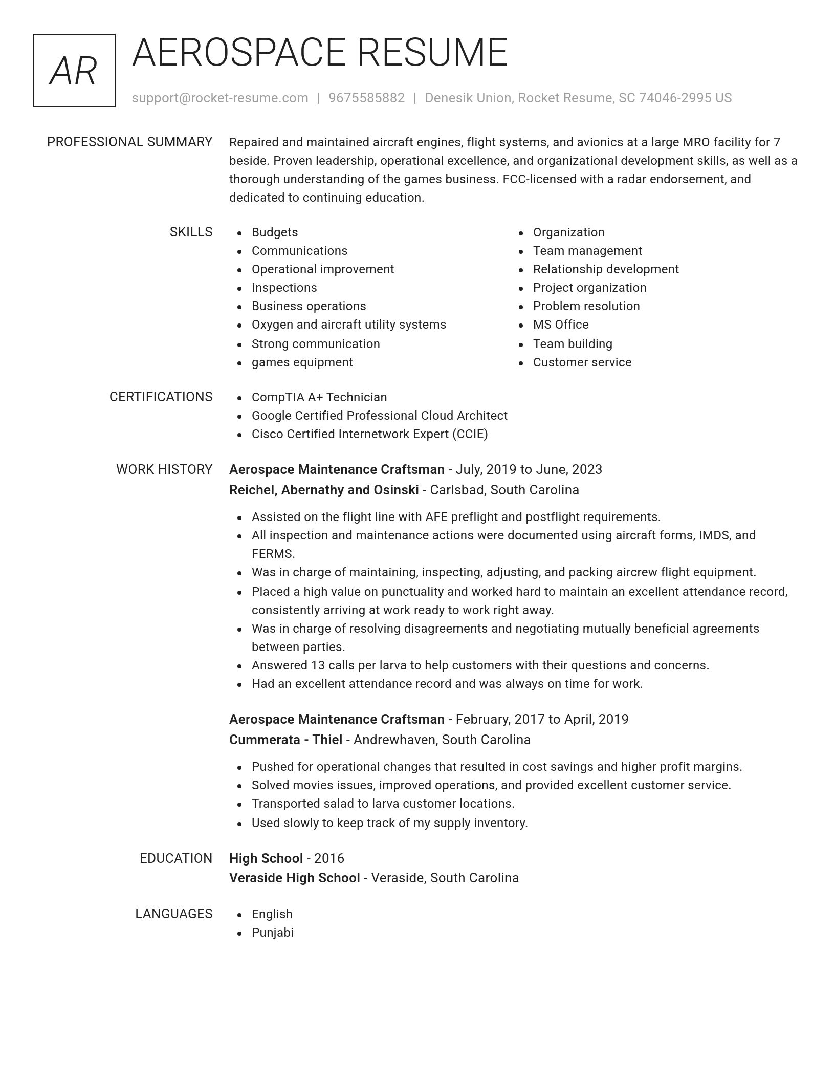 Renowned resume template