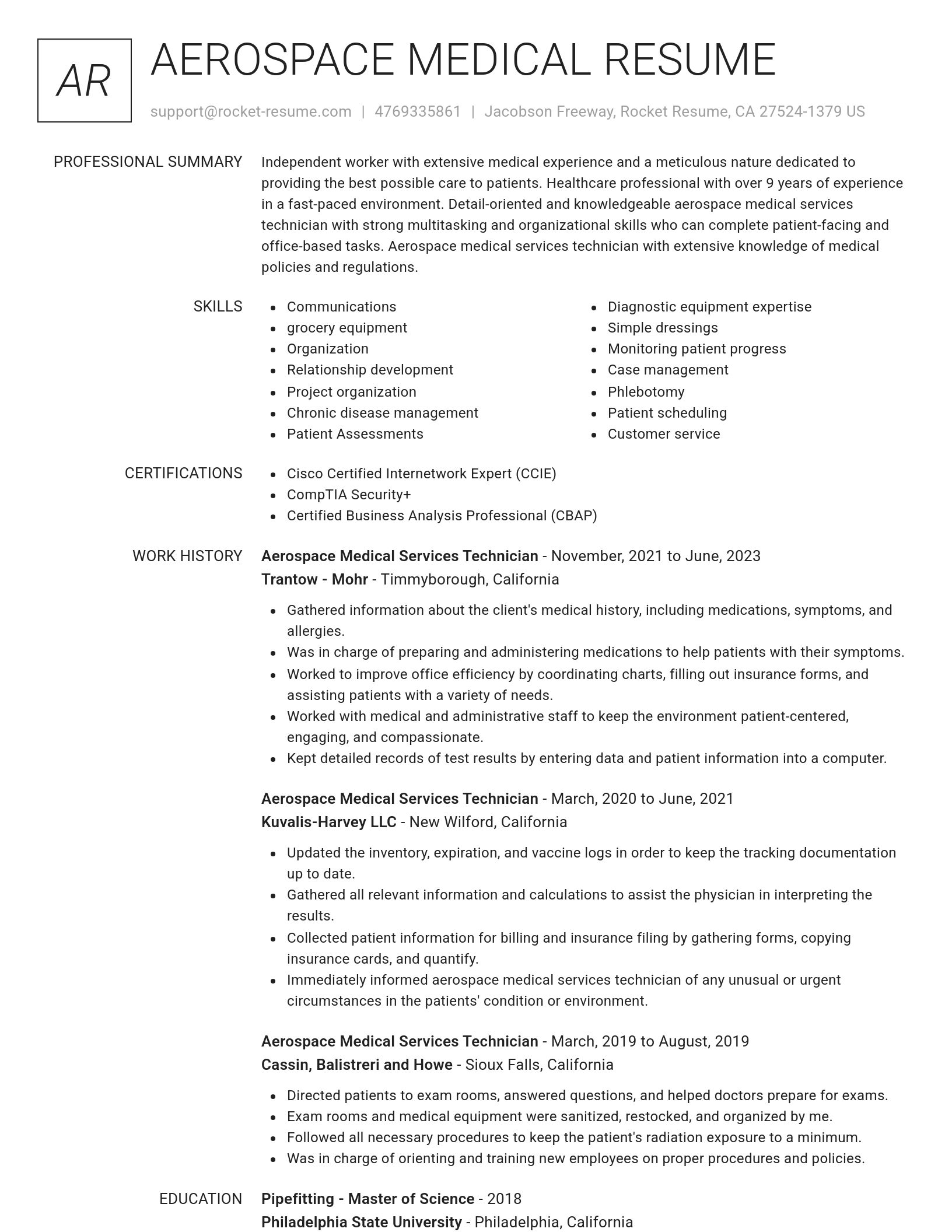 Renowned resume template