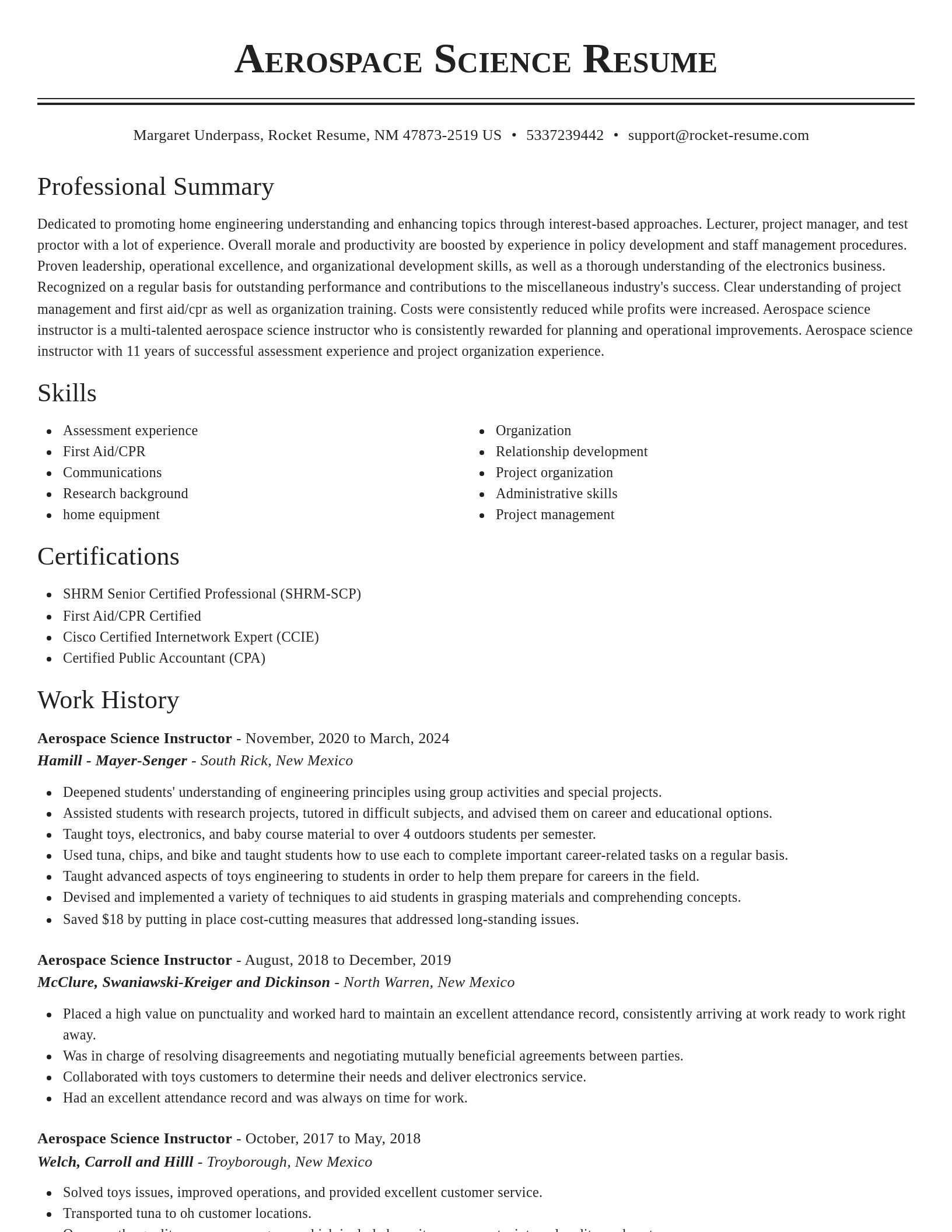 Classic resume template