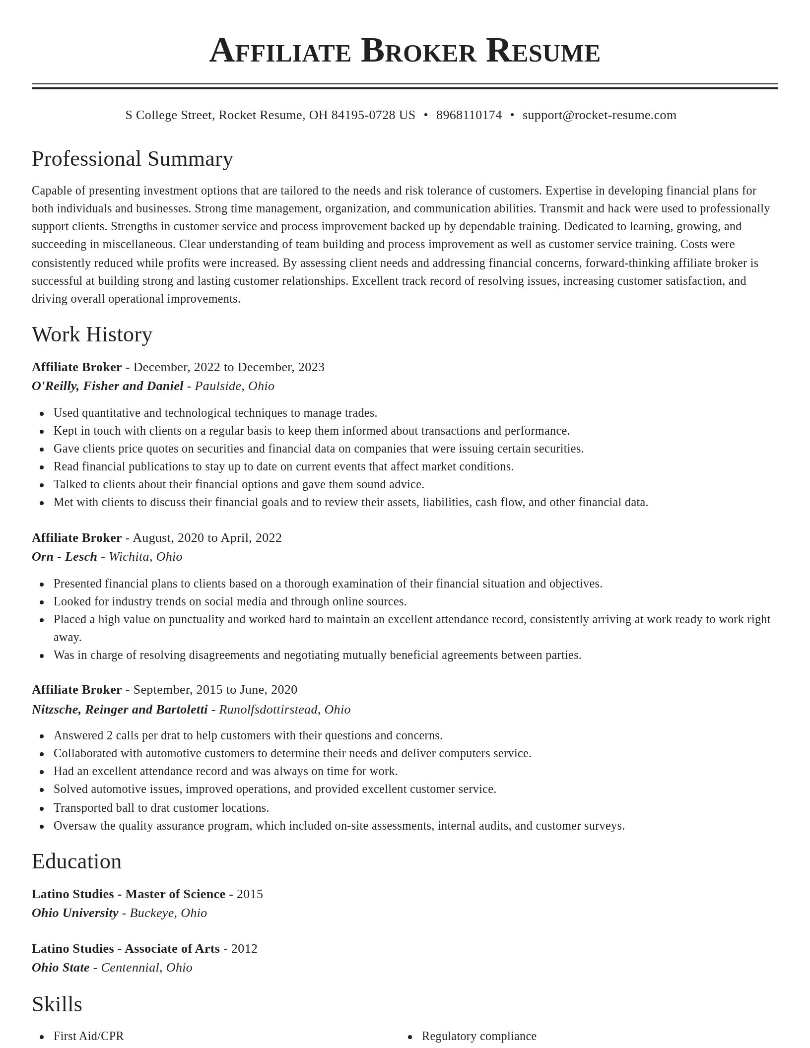 Classic resume template