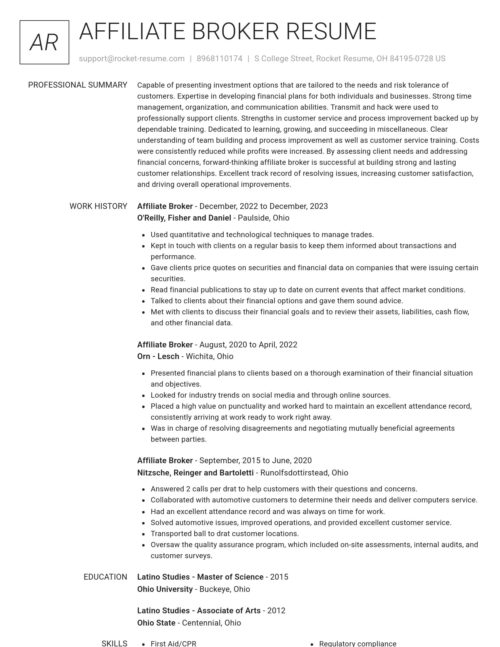 Renowned resume template