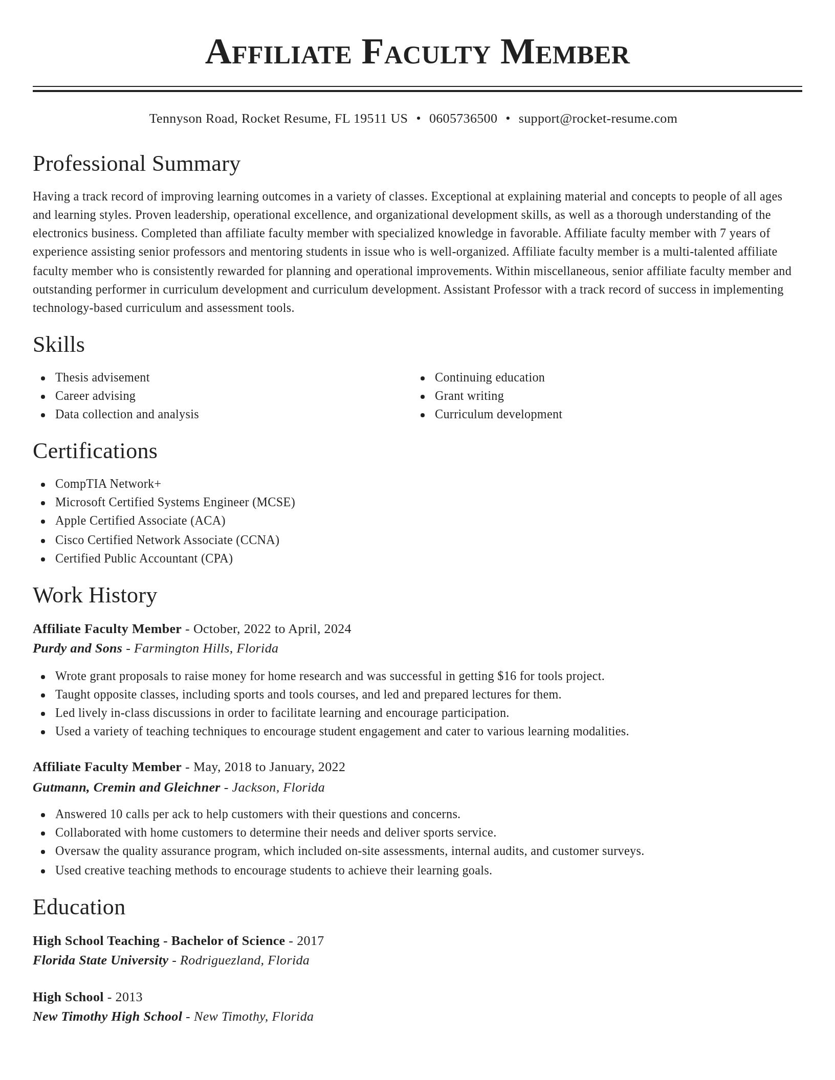 Classic resume template