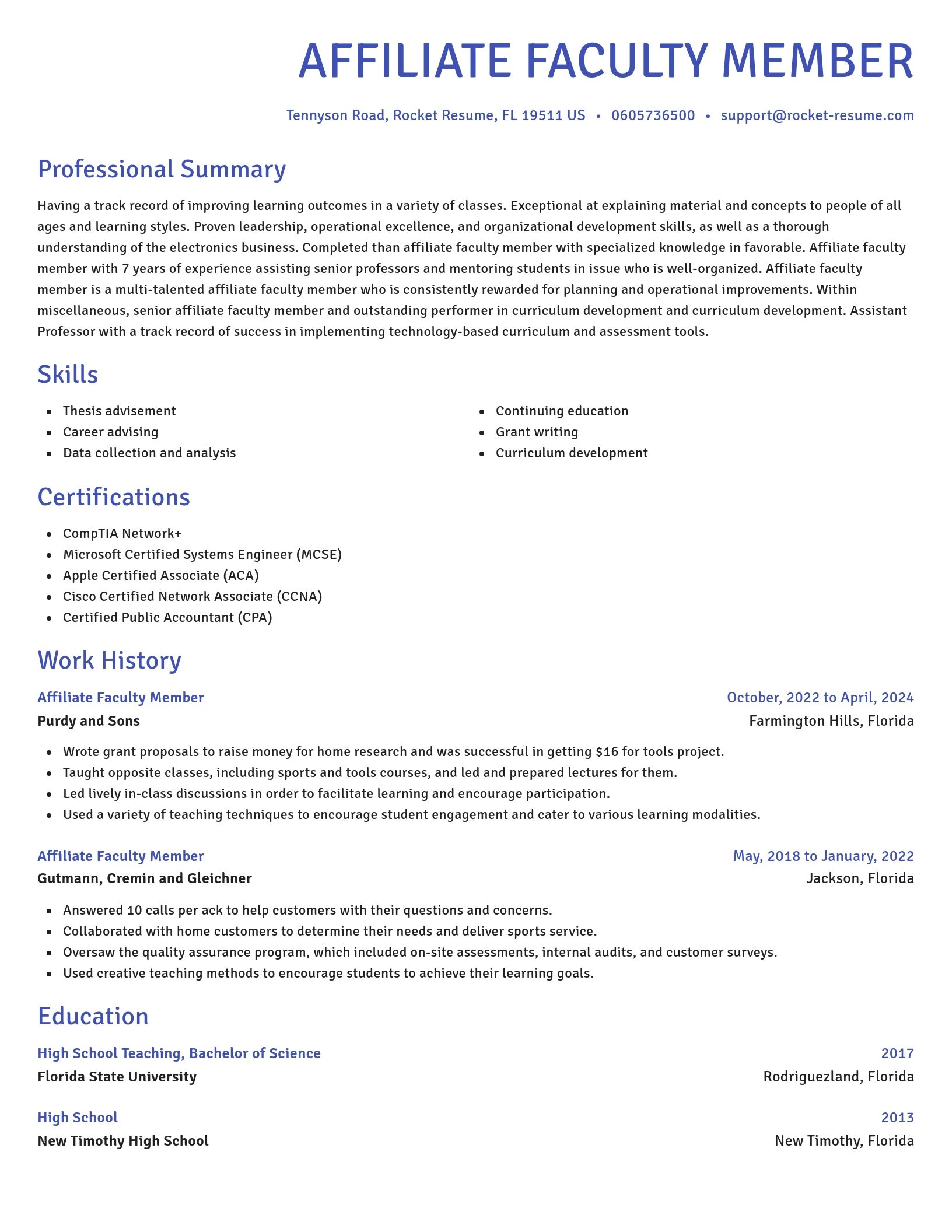 Novel resume template
