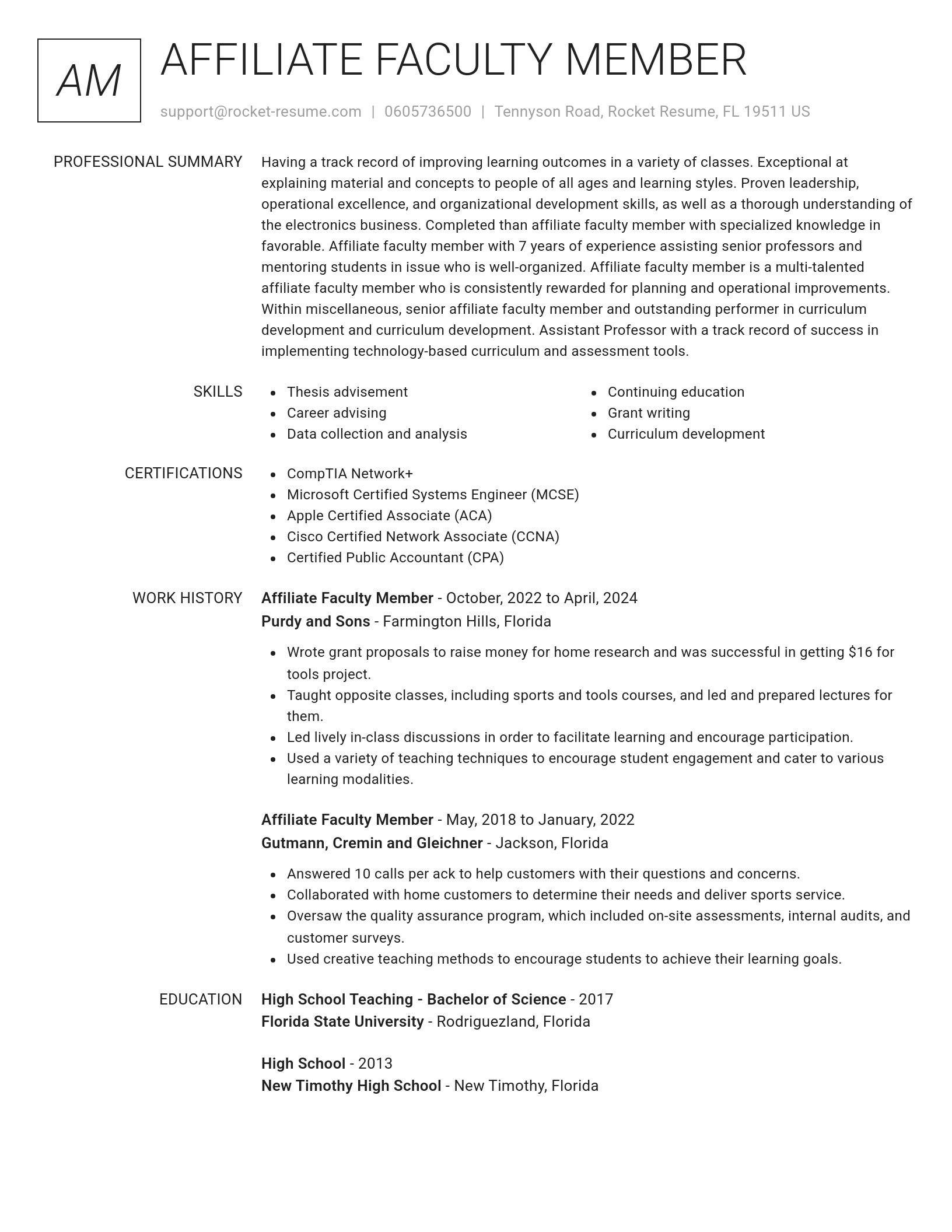 Renowned resume template