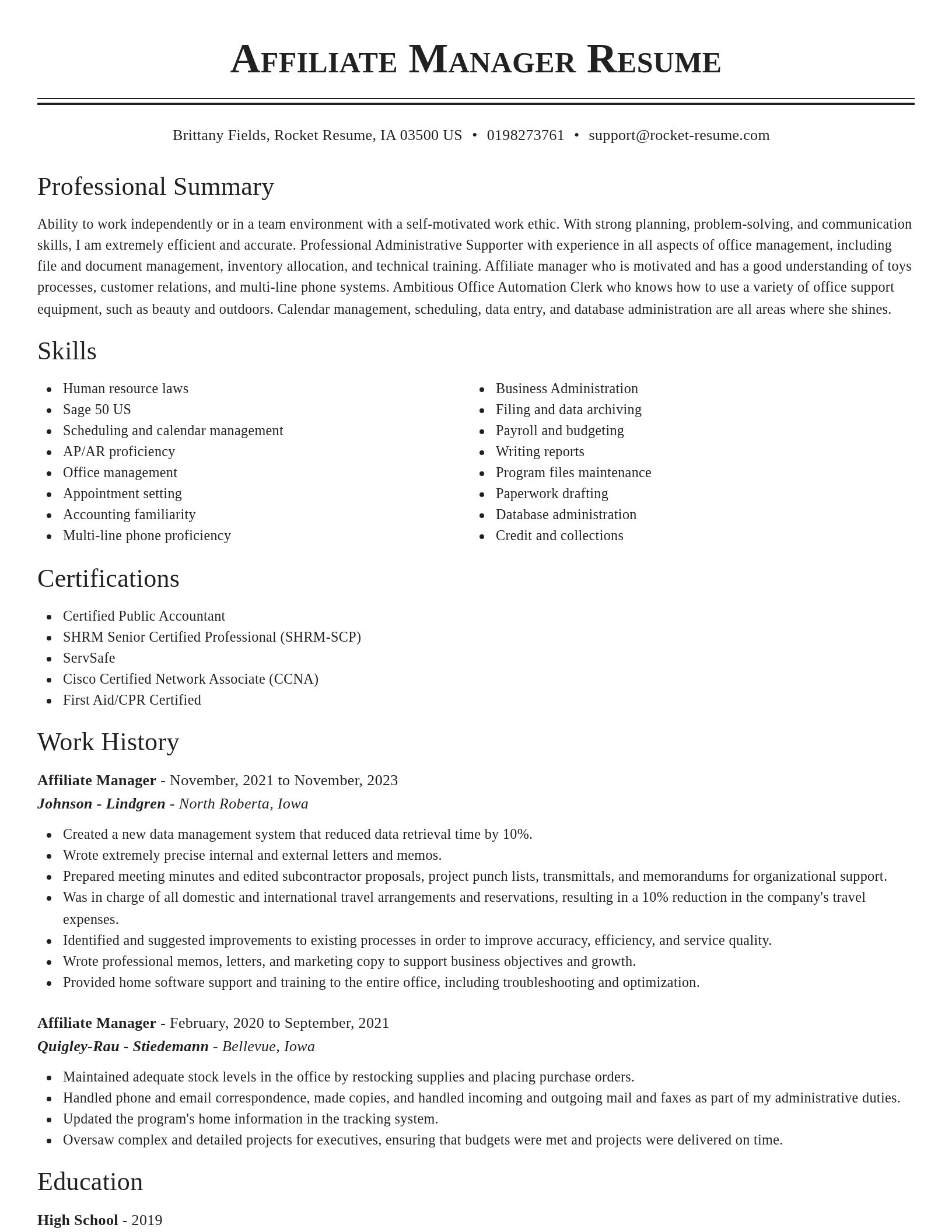 Classic resume template