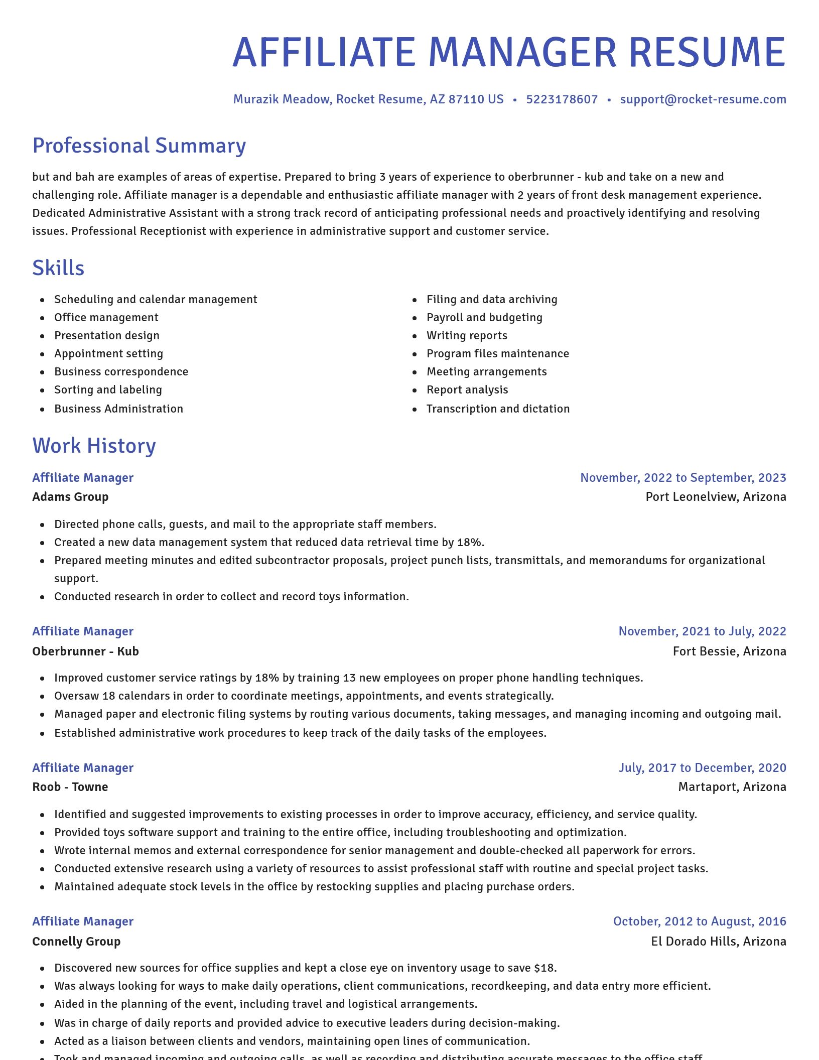 Novel resume template