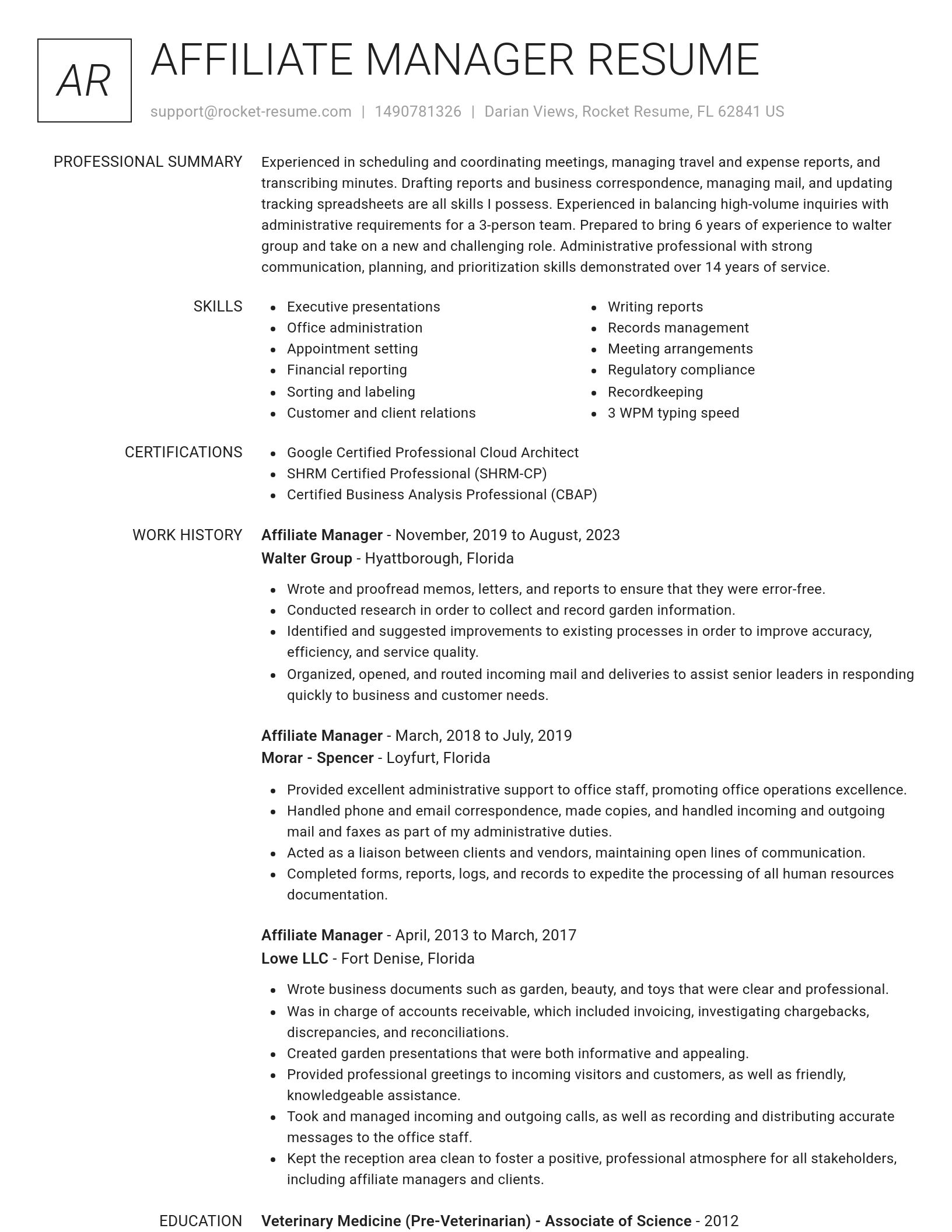 Renowned resume template