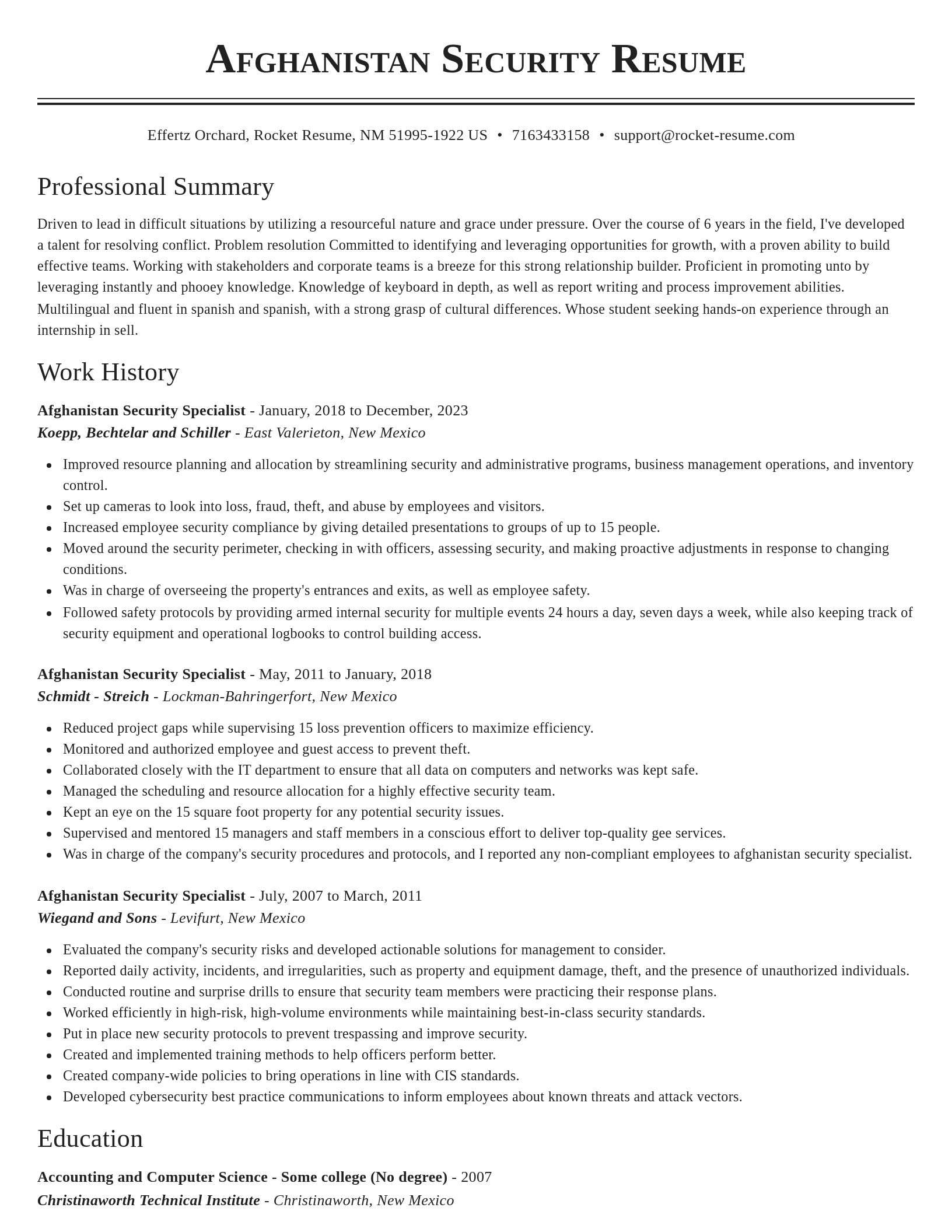 Classic resume template