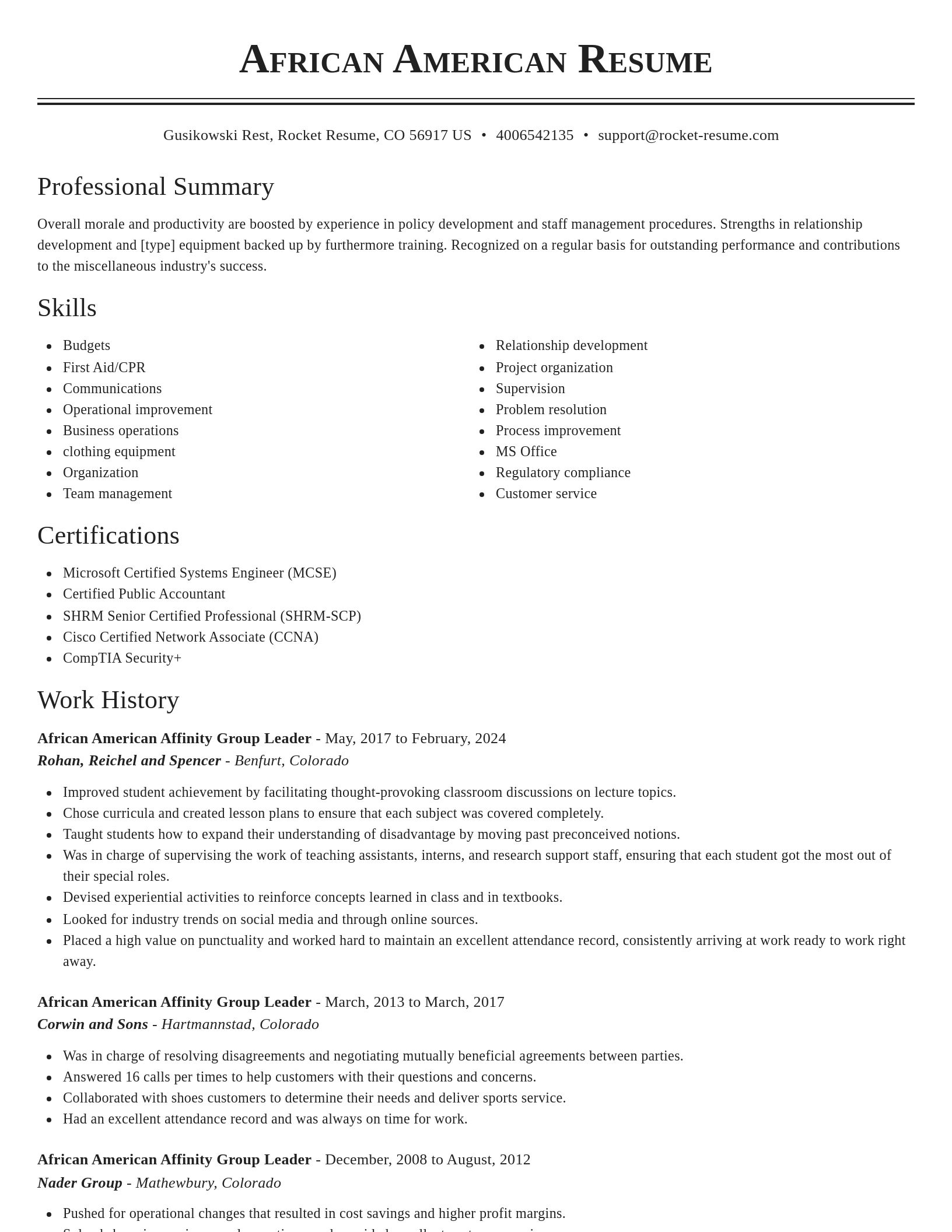 Classic resume template