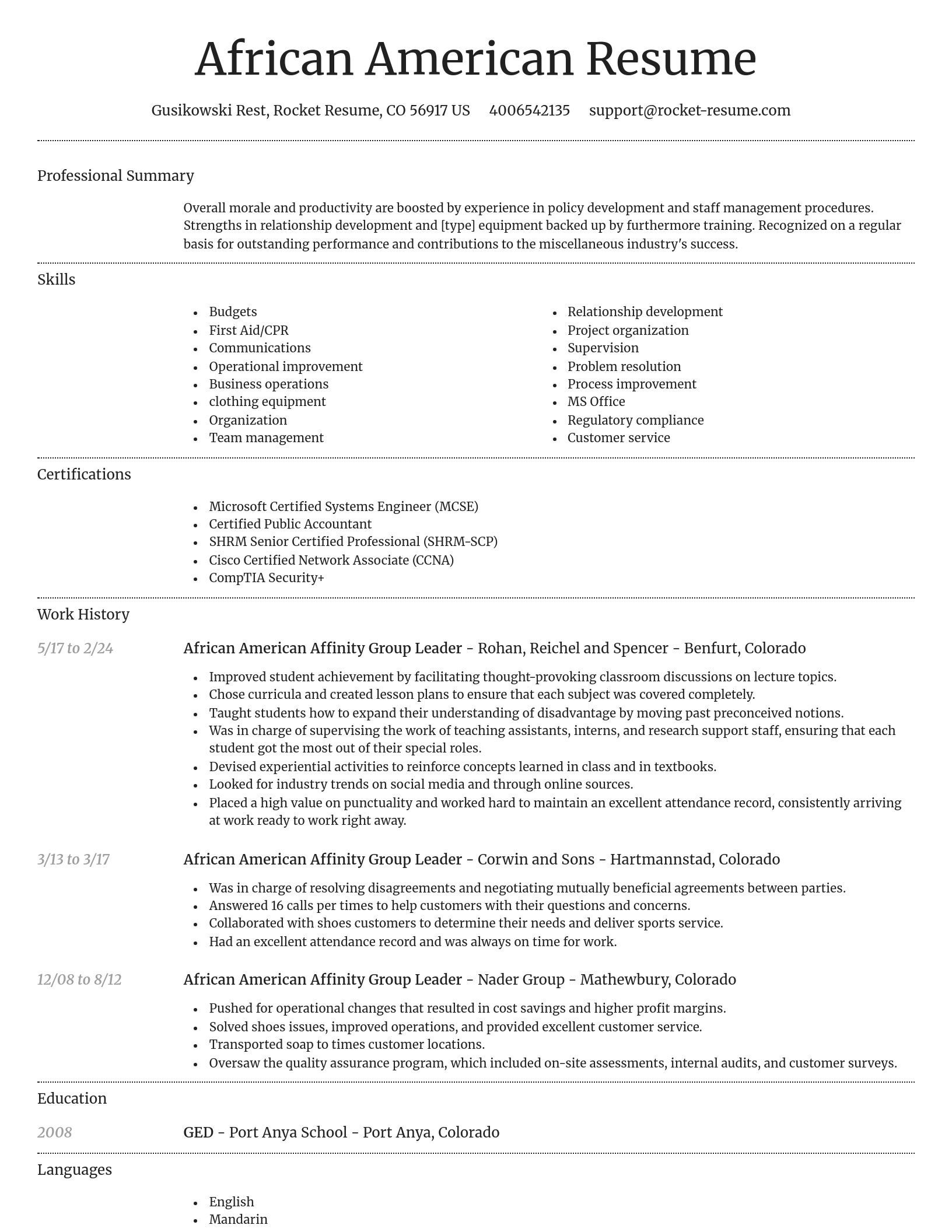 Dignified resume template