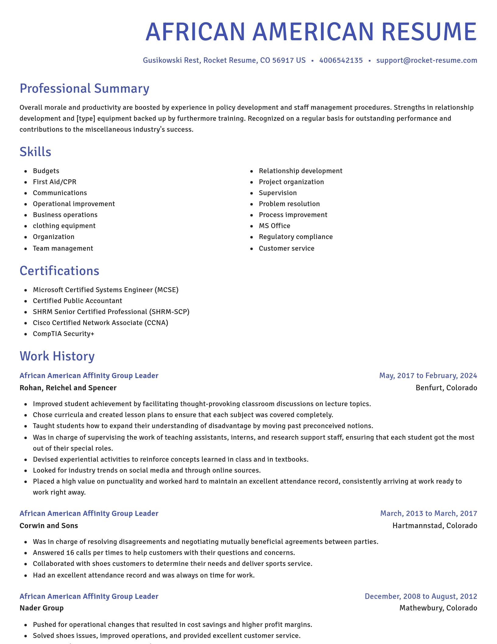 Novel resume template