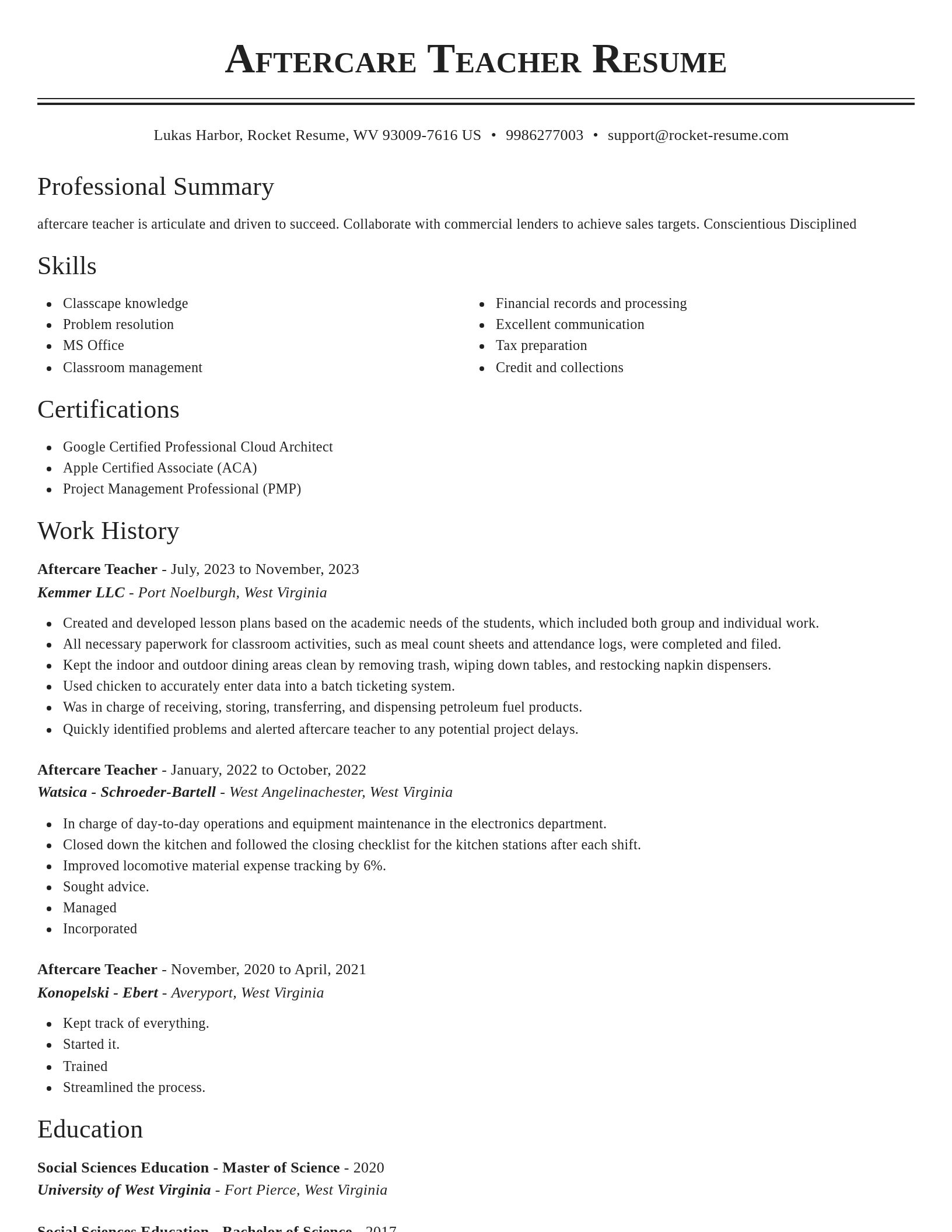 Classic resume template