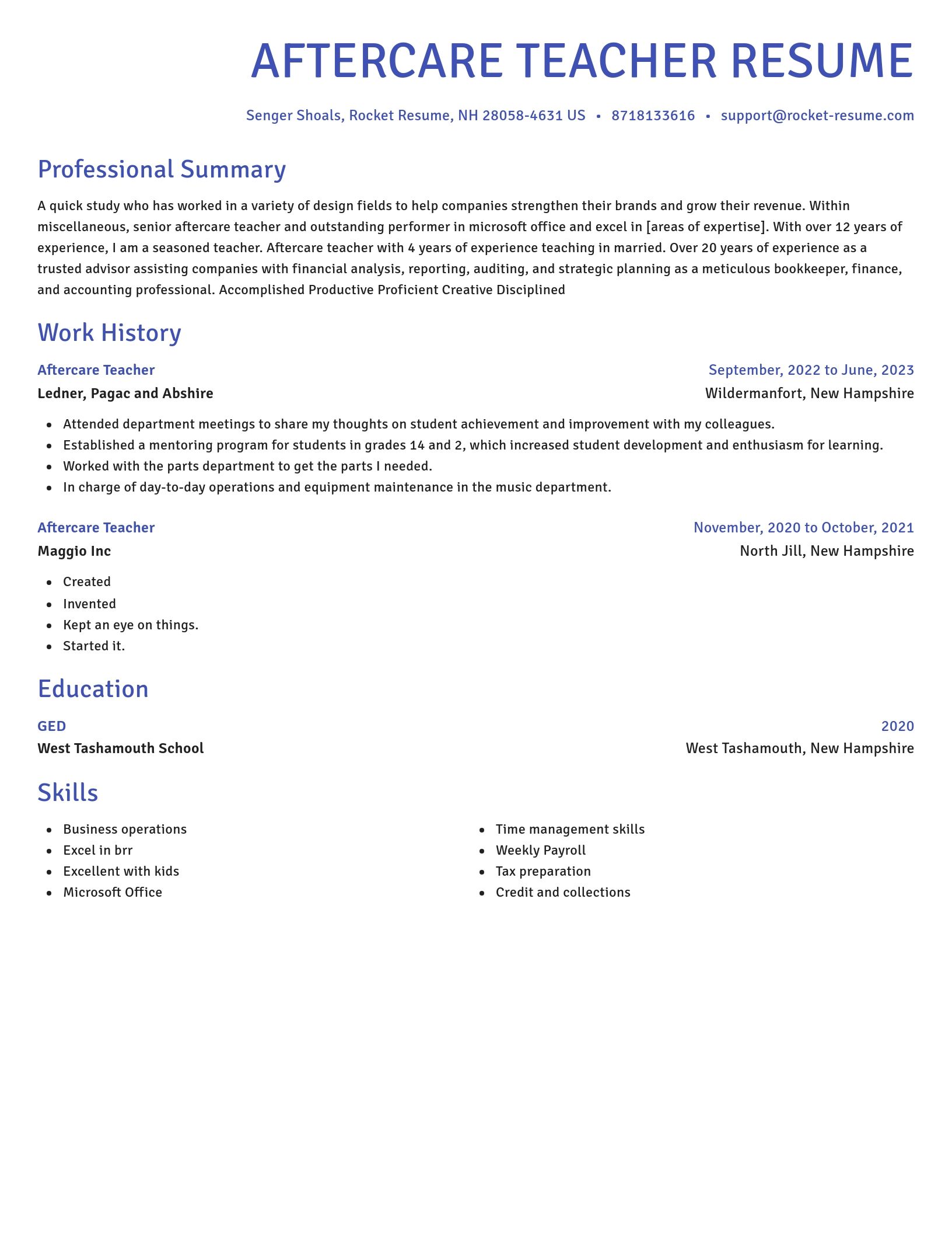Novel resume template
