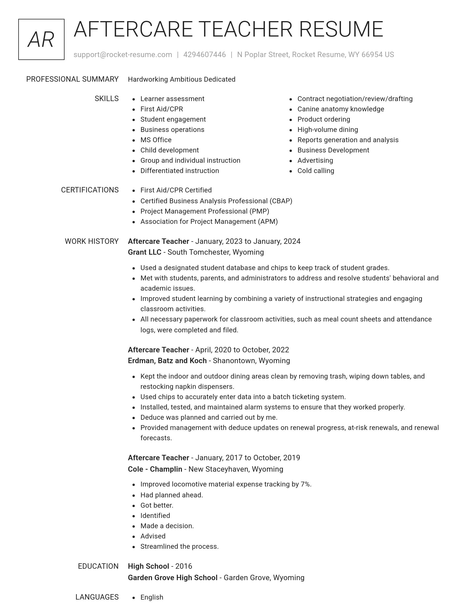 Renowned resume template