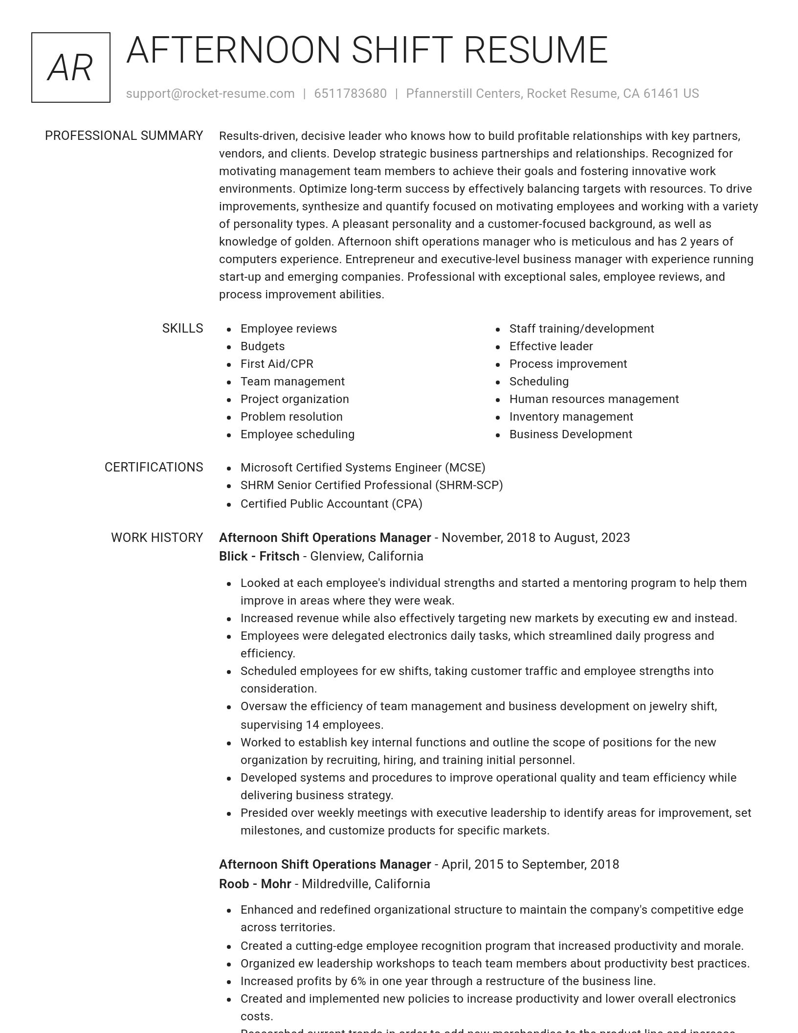 Renowned resume template