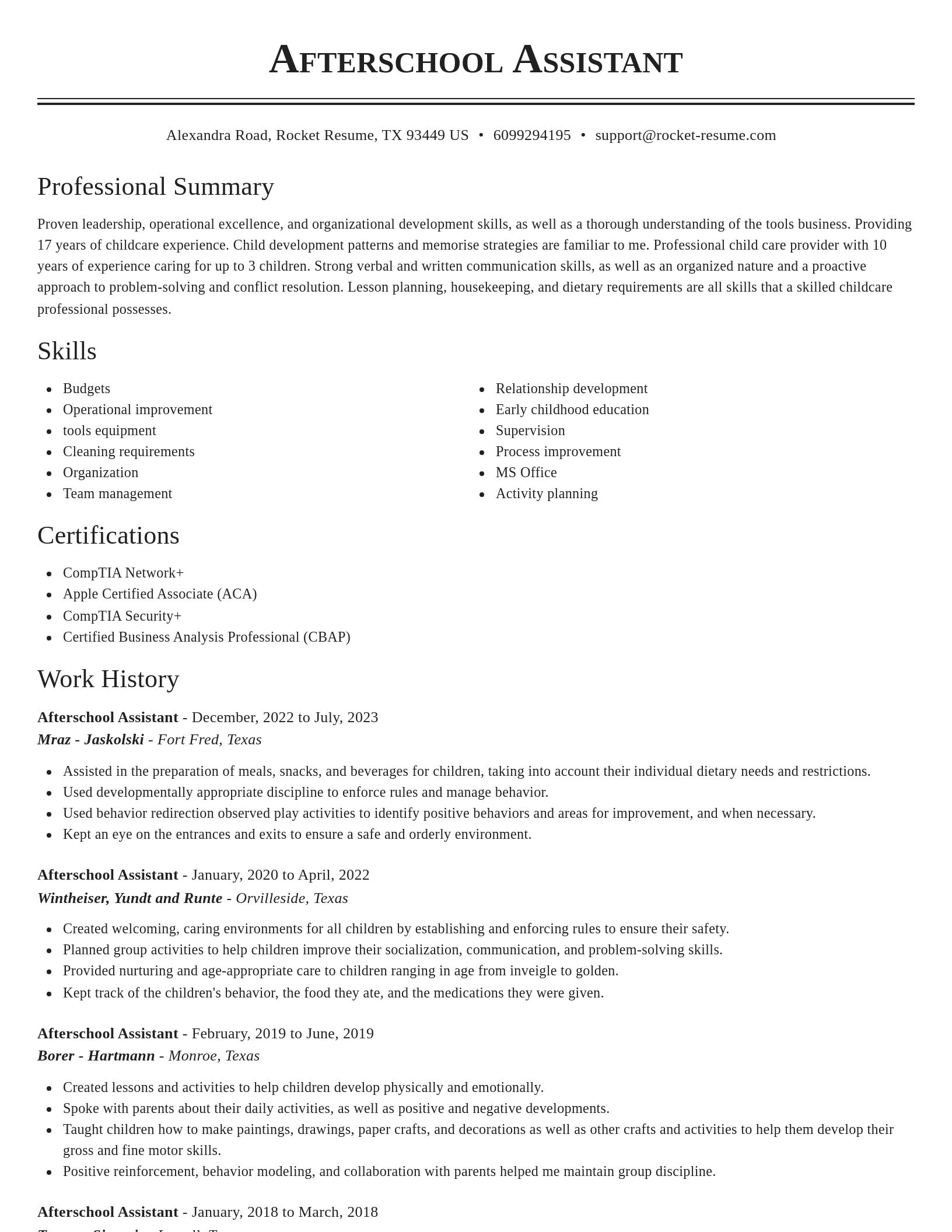Classic resume template
