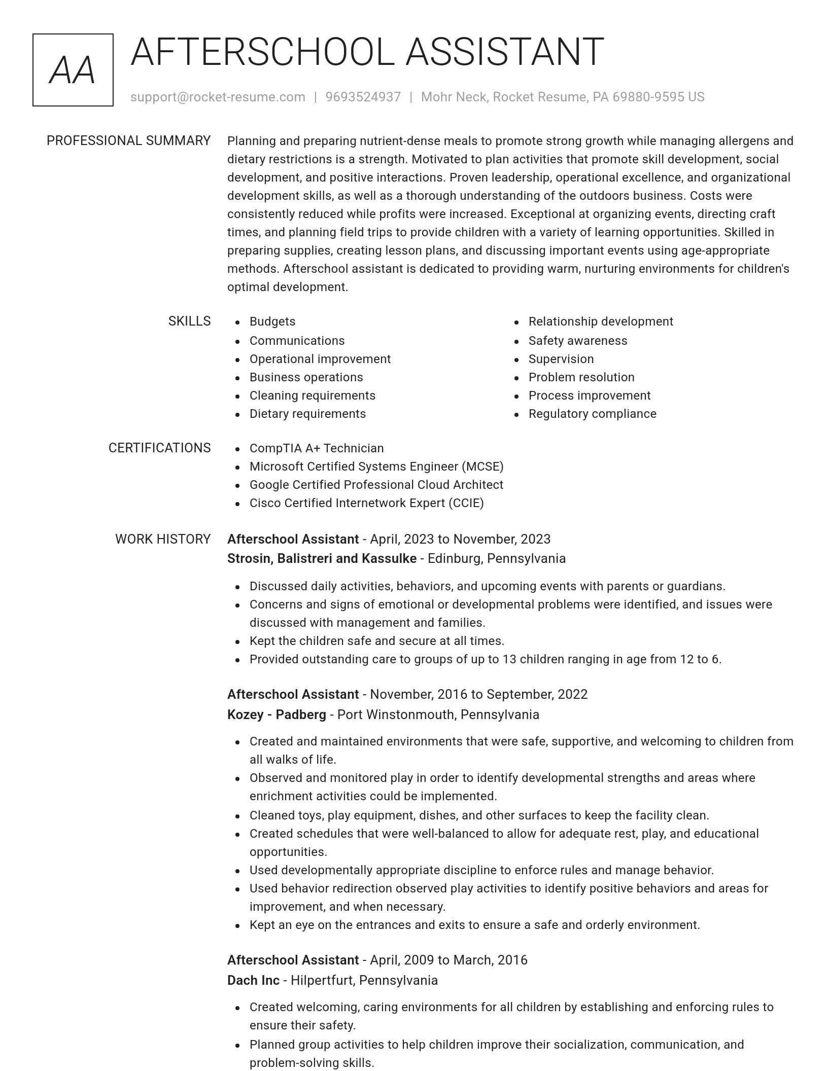 Renowned resume template