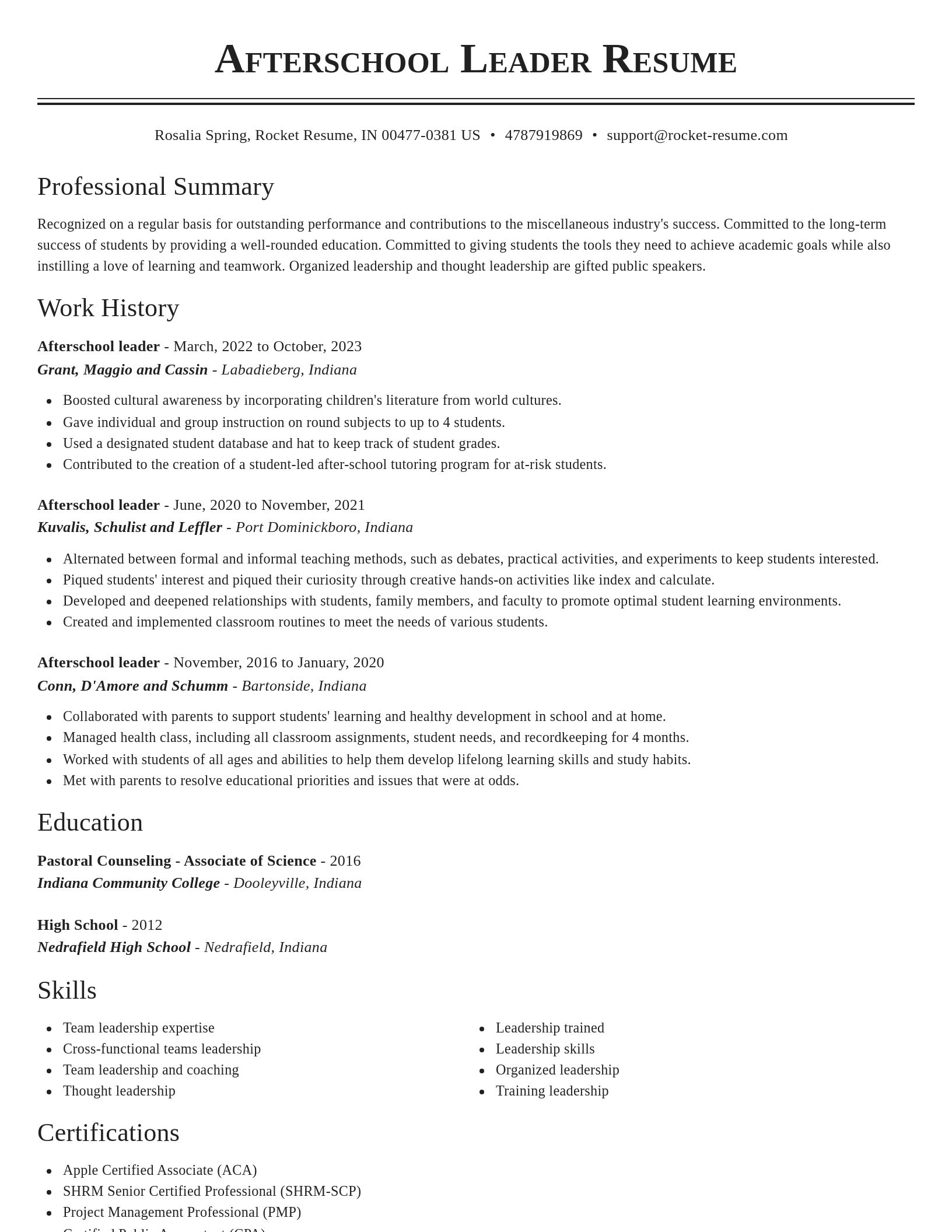 Classic resume template