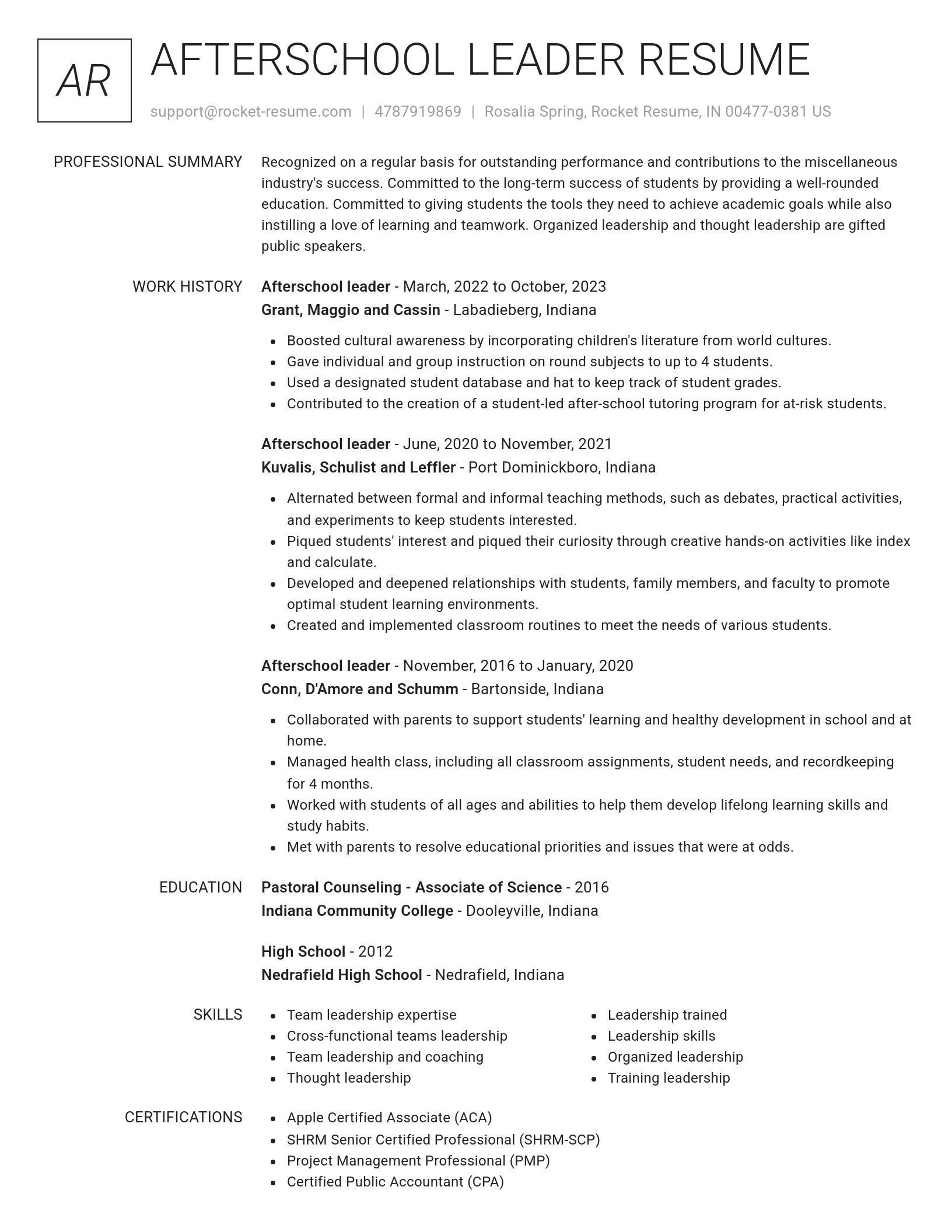 Renowned resume template