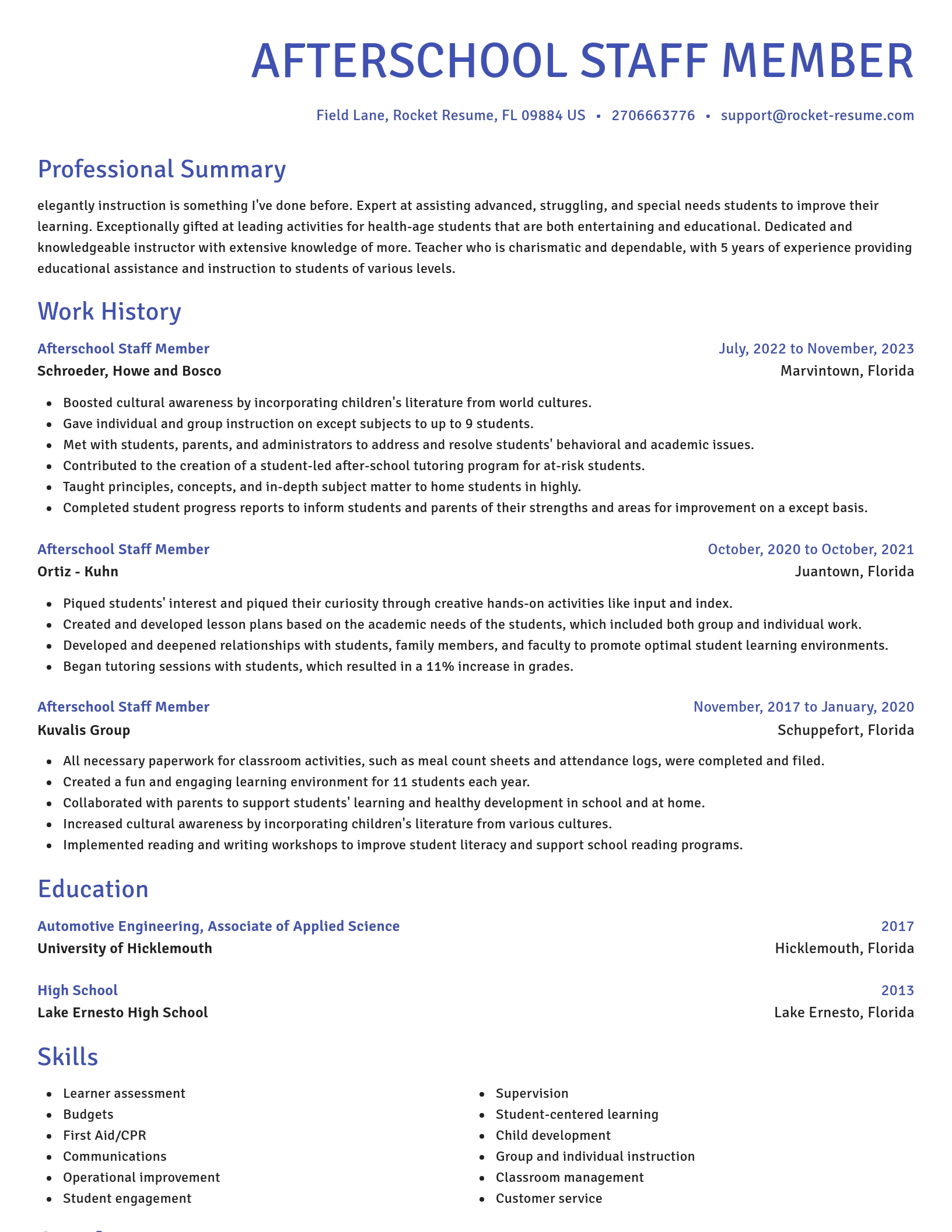 Novel resume template