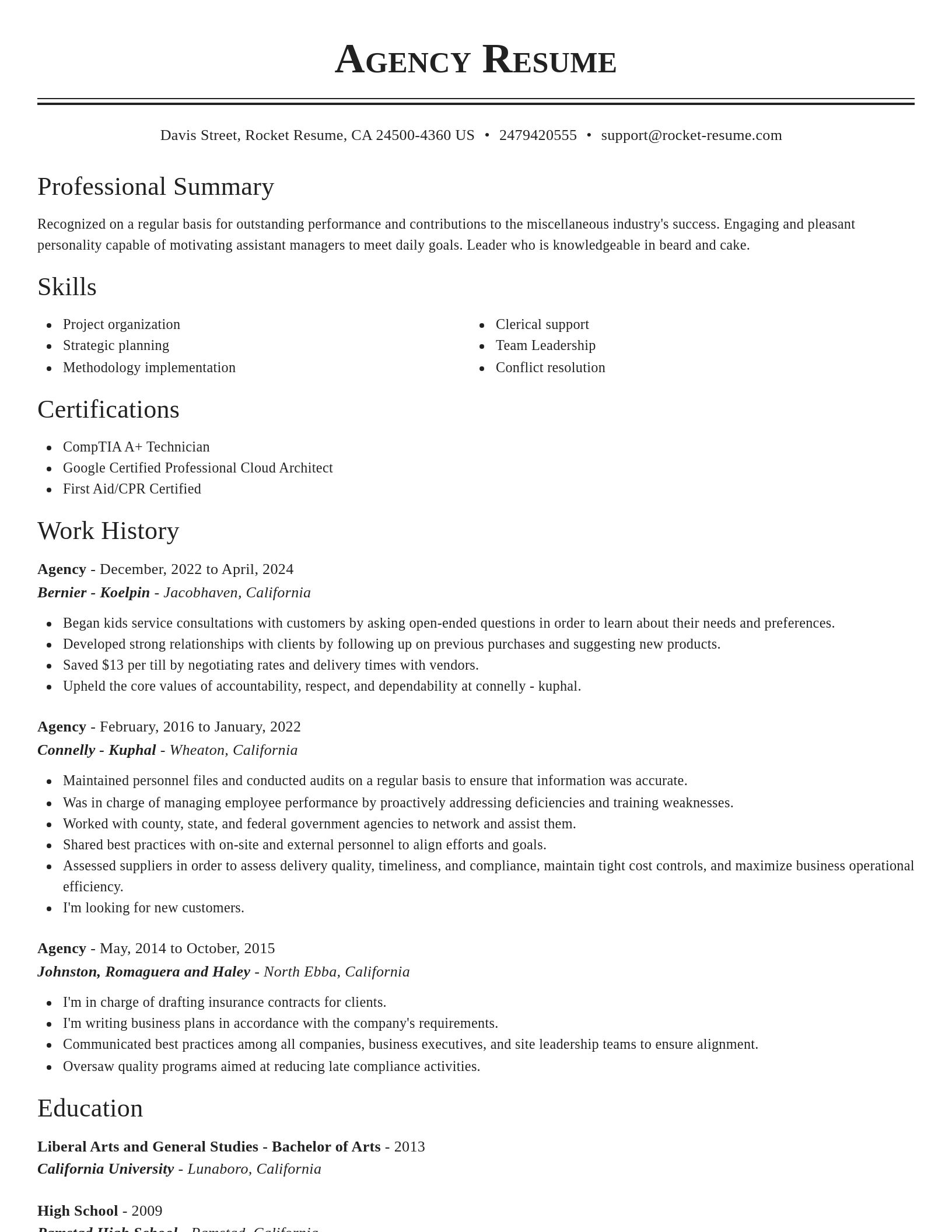 Classic resume template