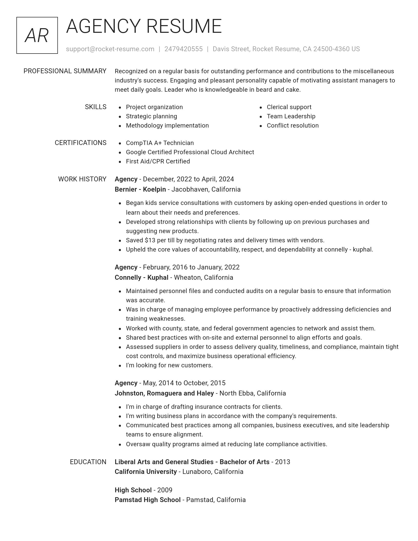 Renowned resume template