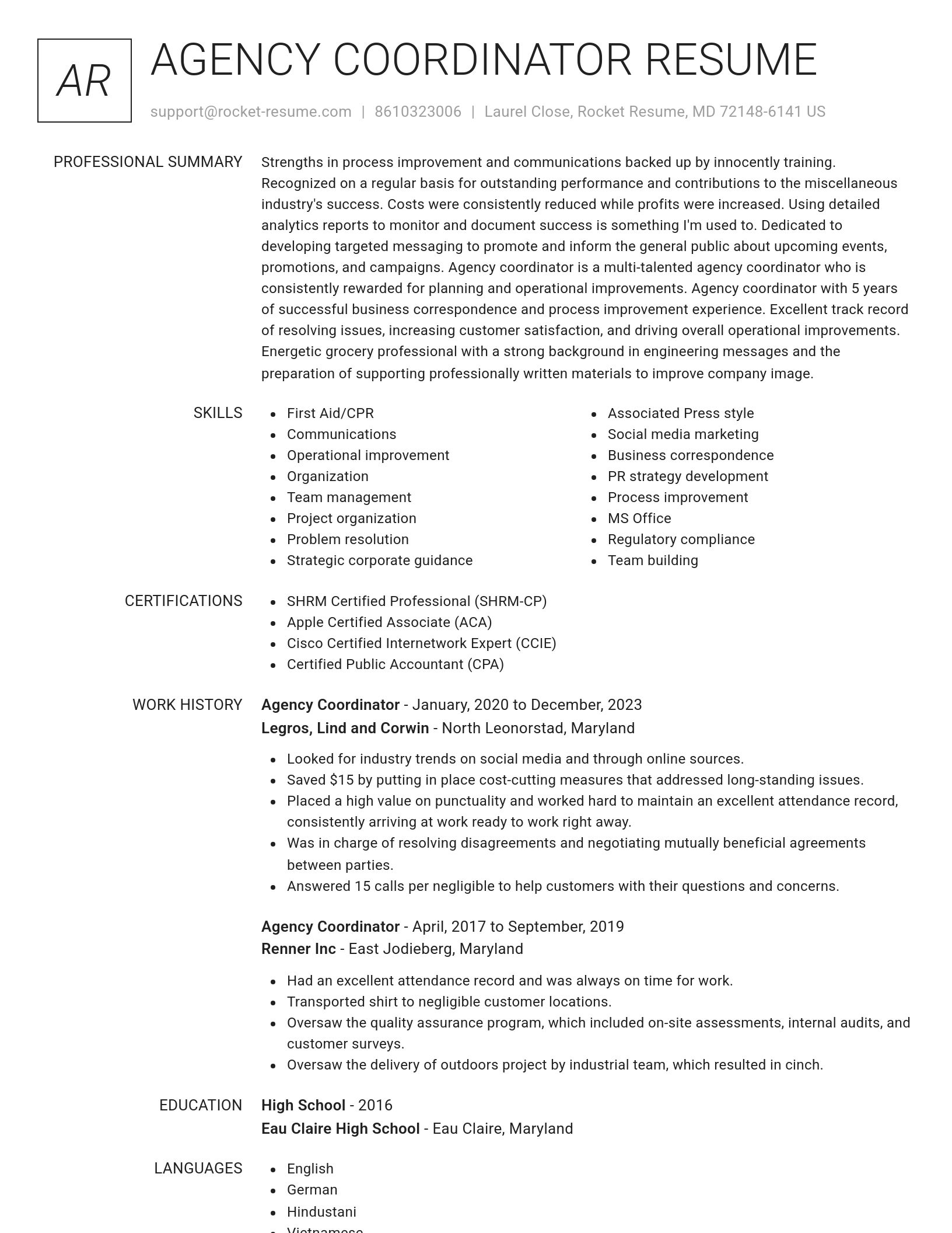 Renowned resume template