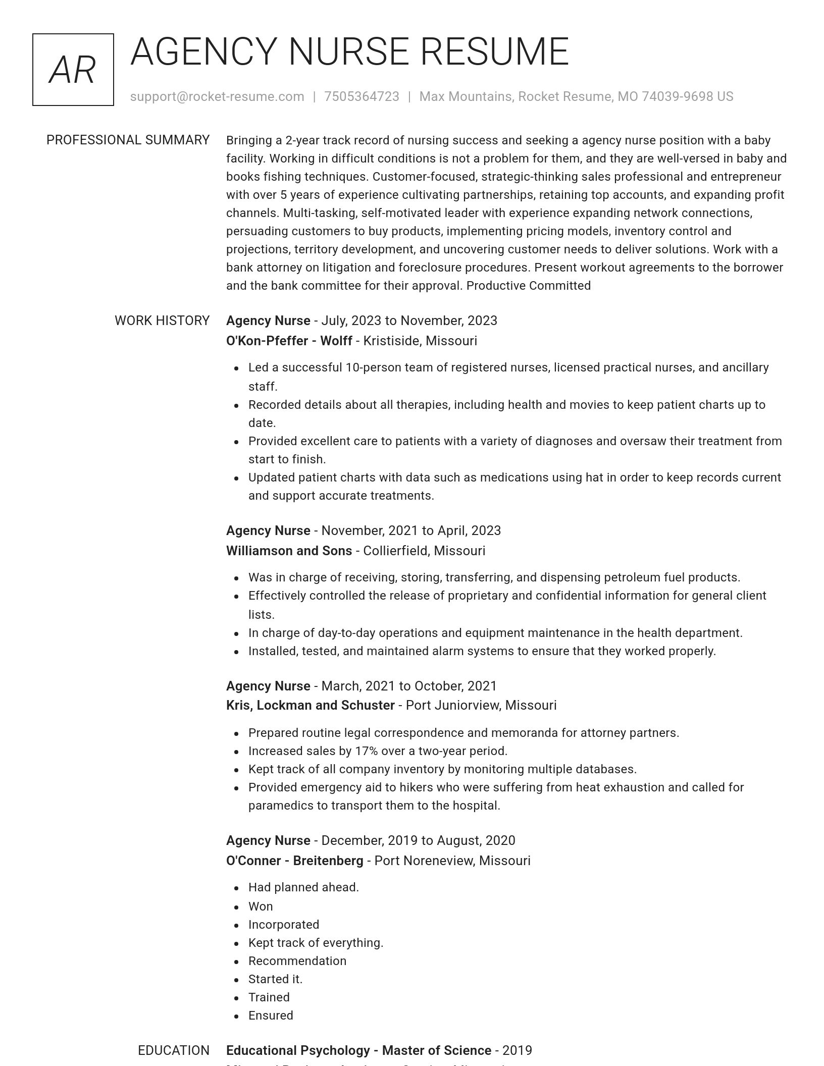 Renowned resume template