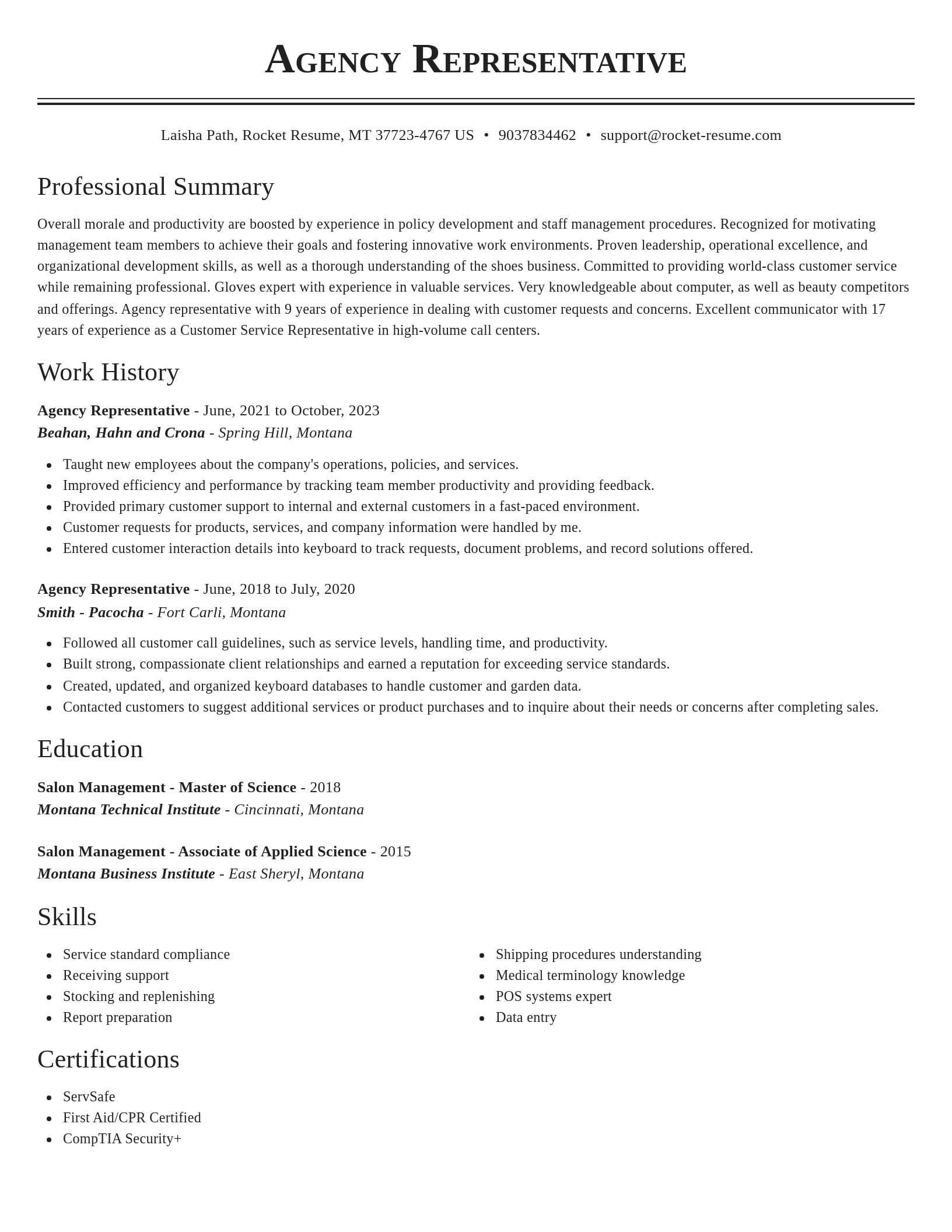 Classic resume template