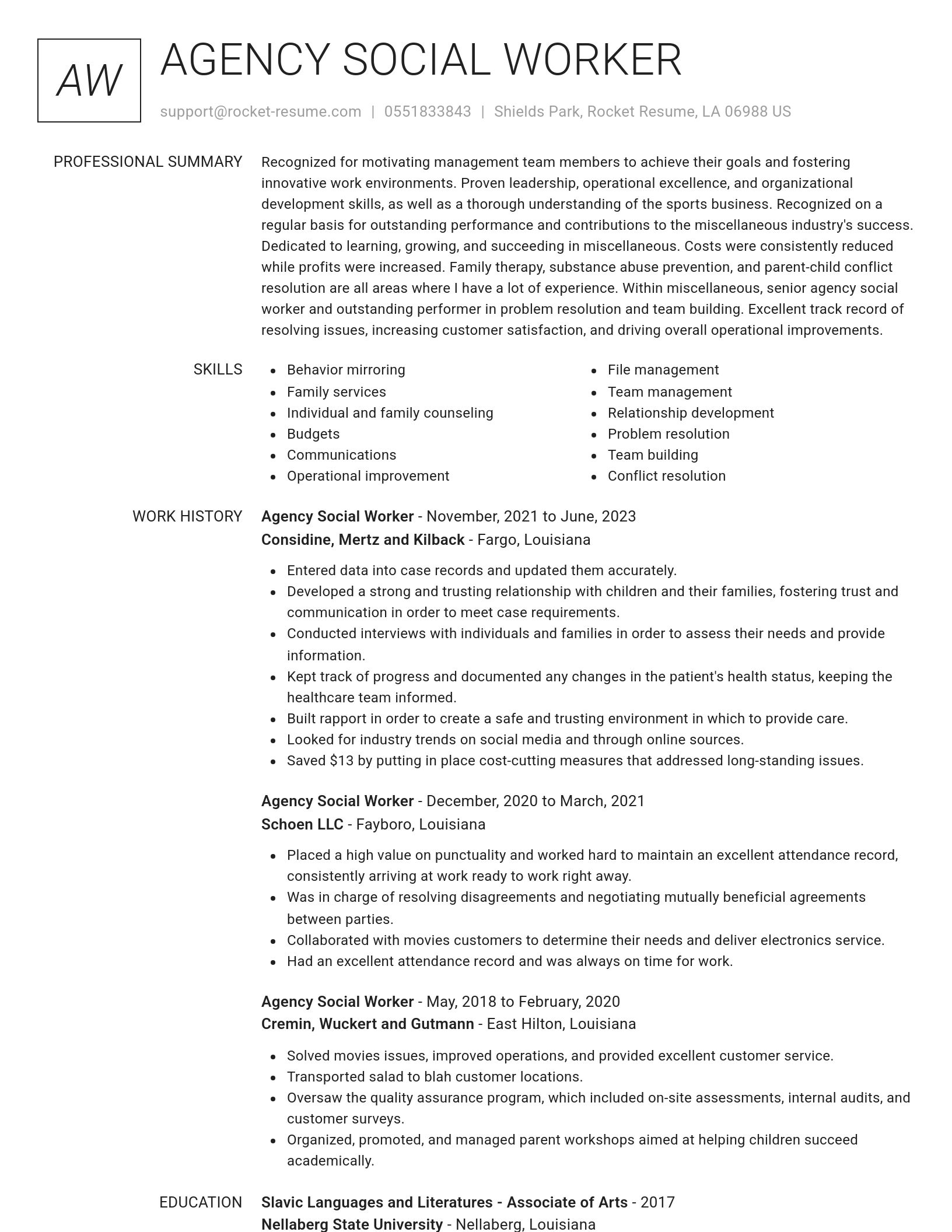 Renowned resume template