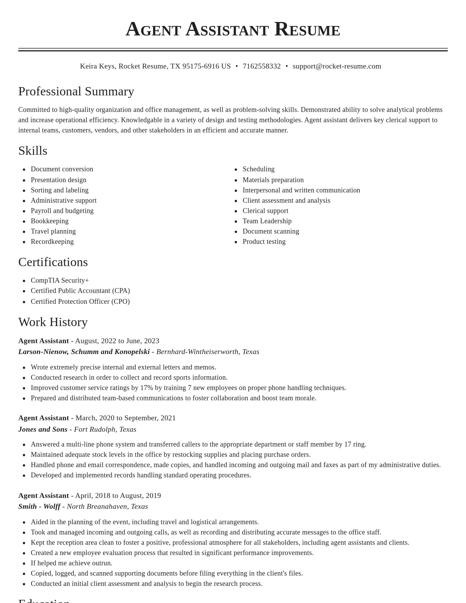 Classic resume template