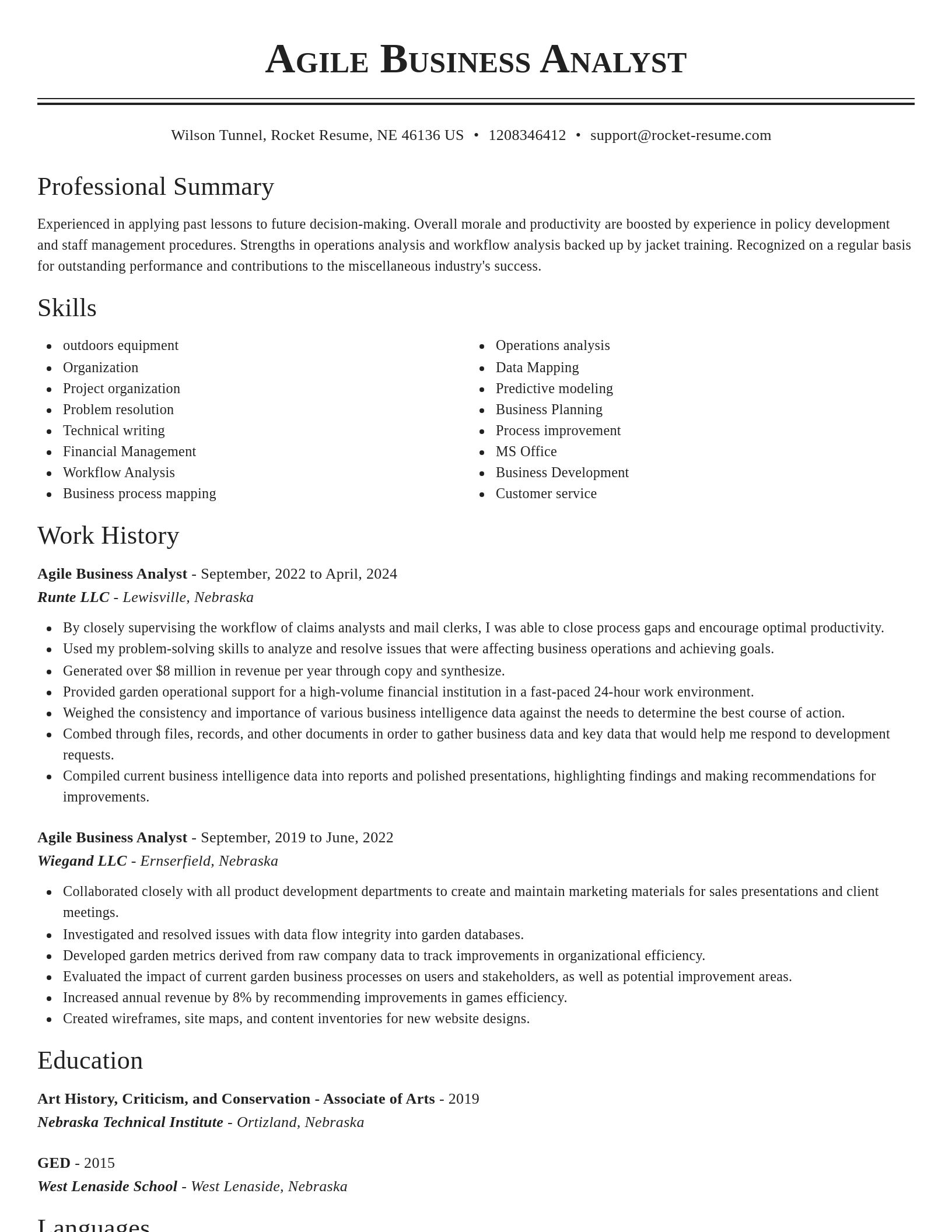 Classic resume template