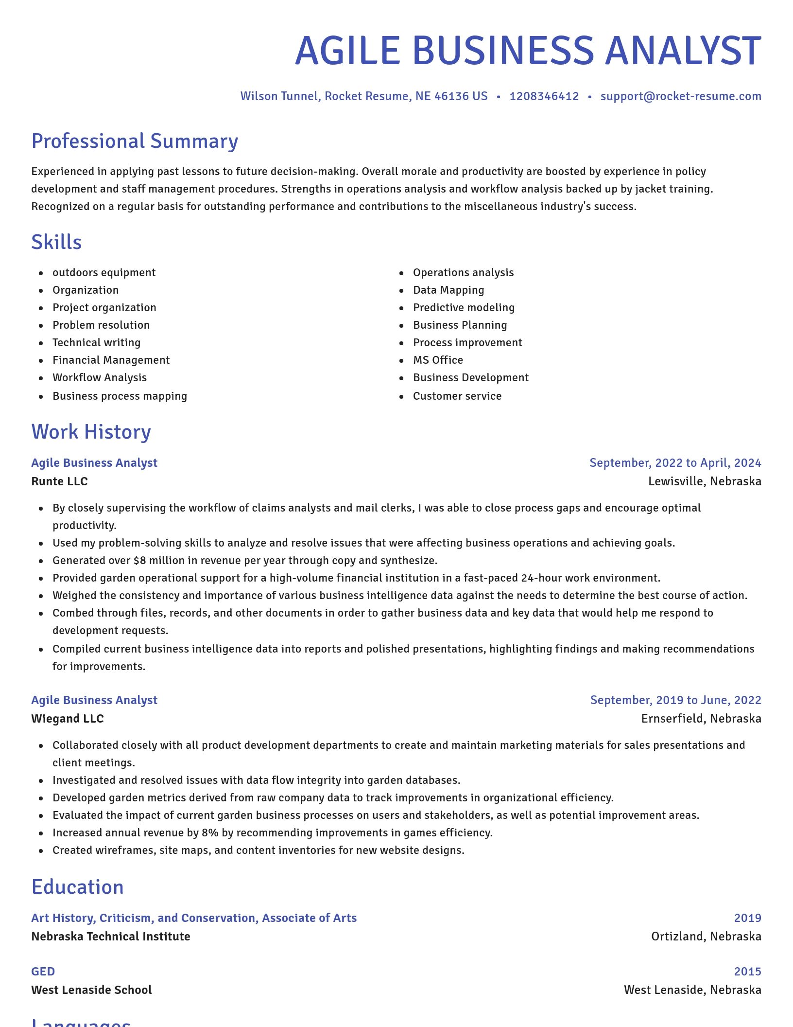 Novel resume template
