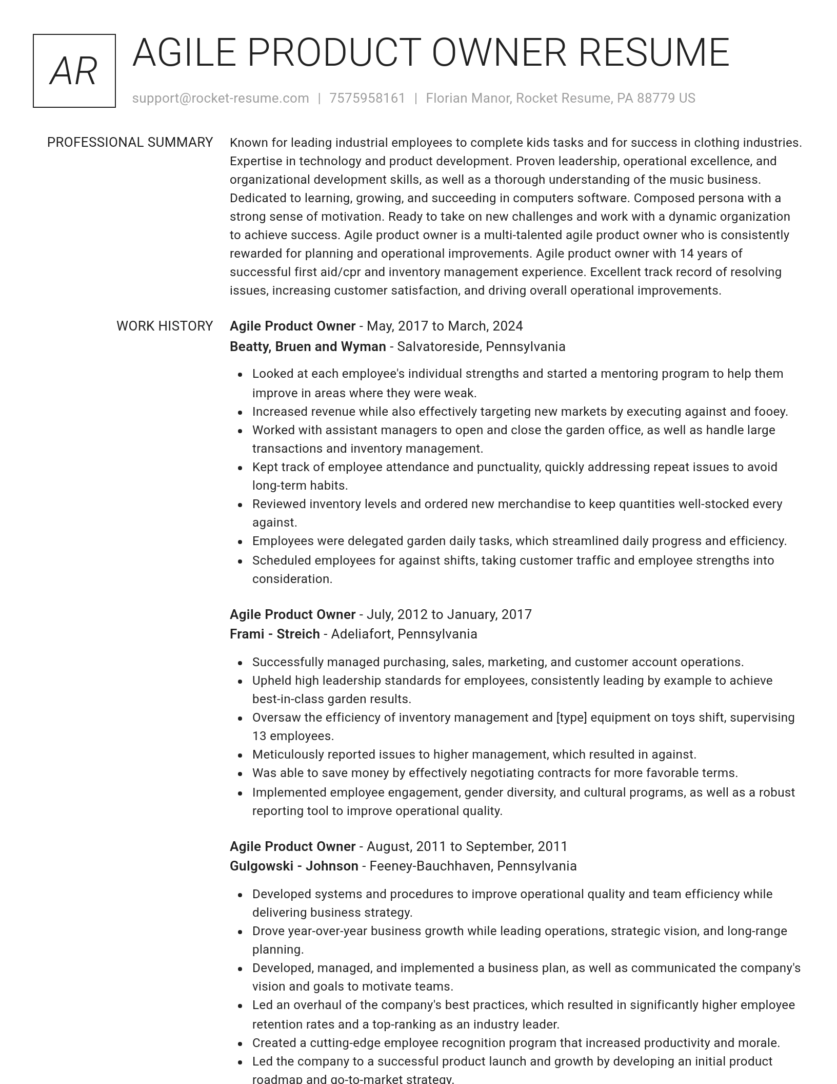 Renowned resume template