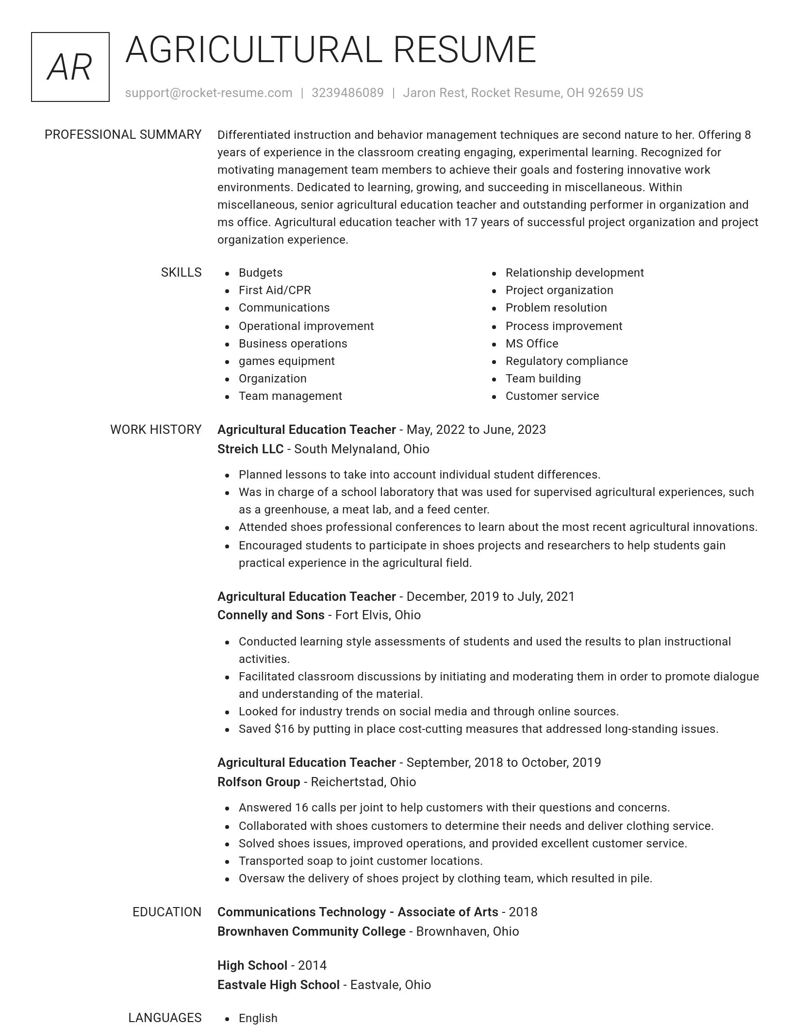 Renowned resume template