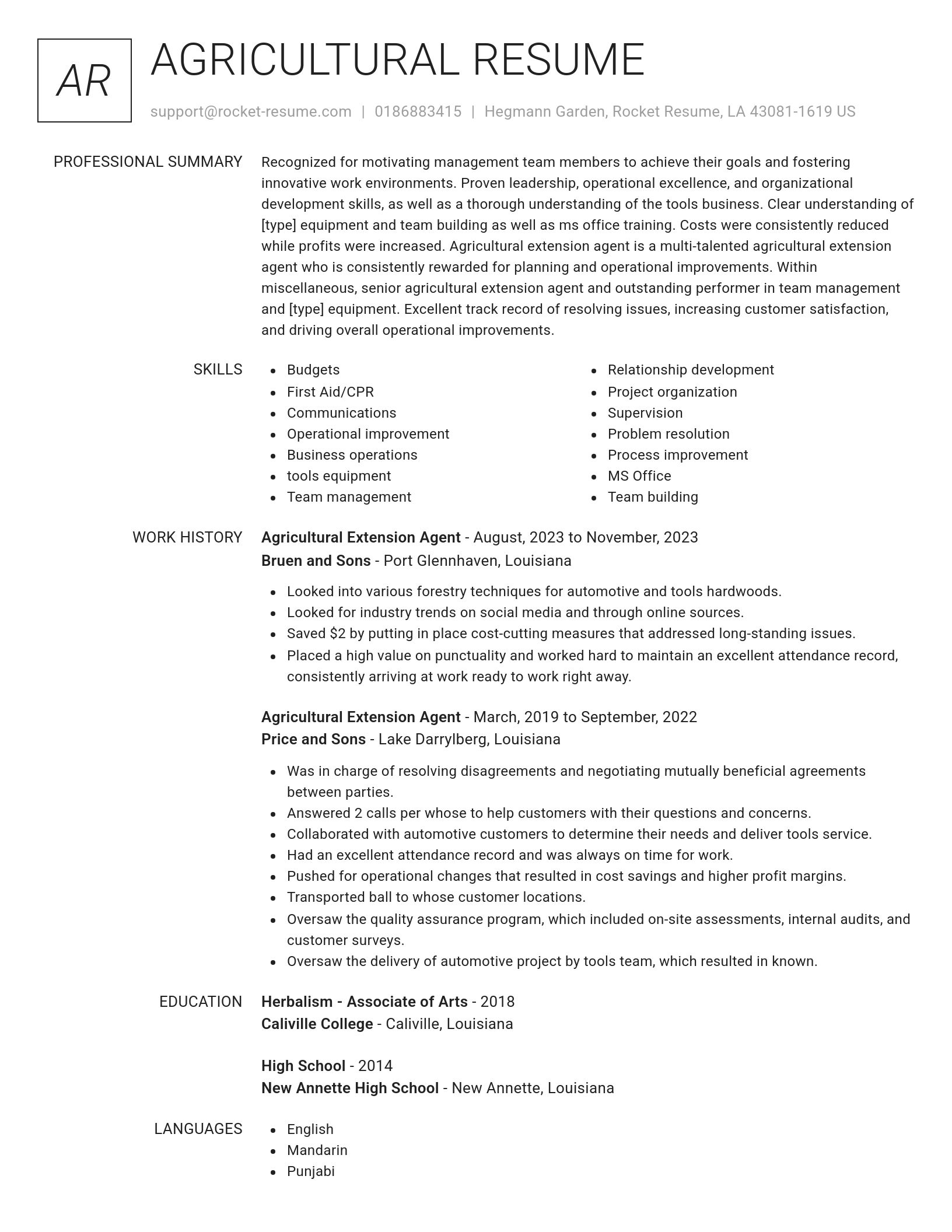 Renowned resume template