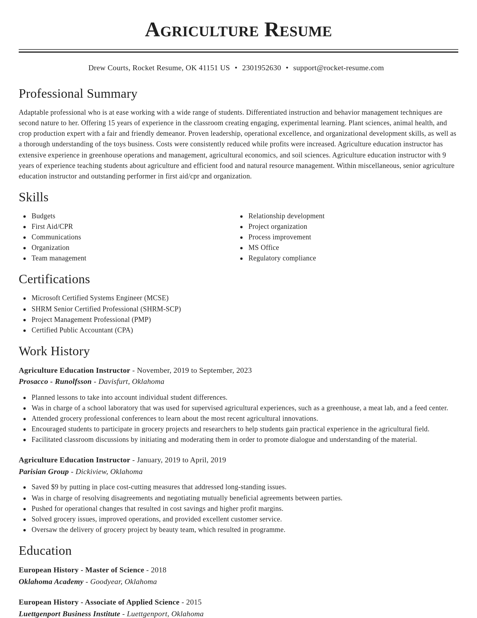 Classic resume template