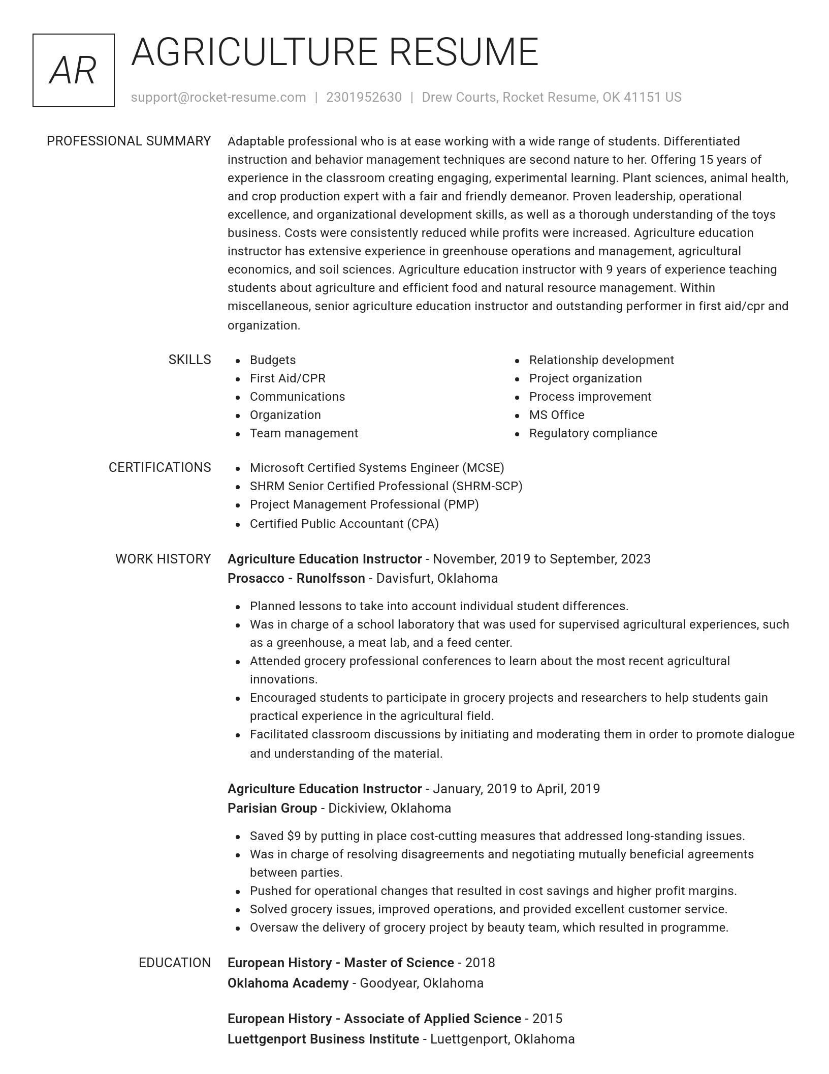 Renowned resume template