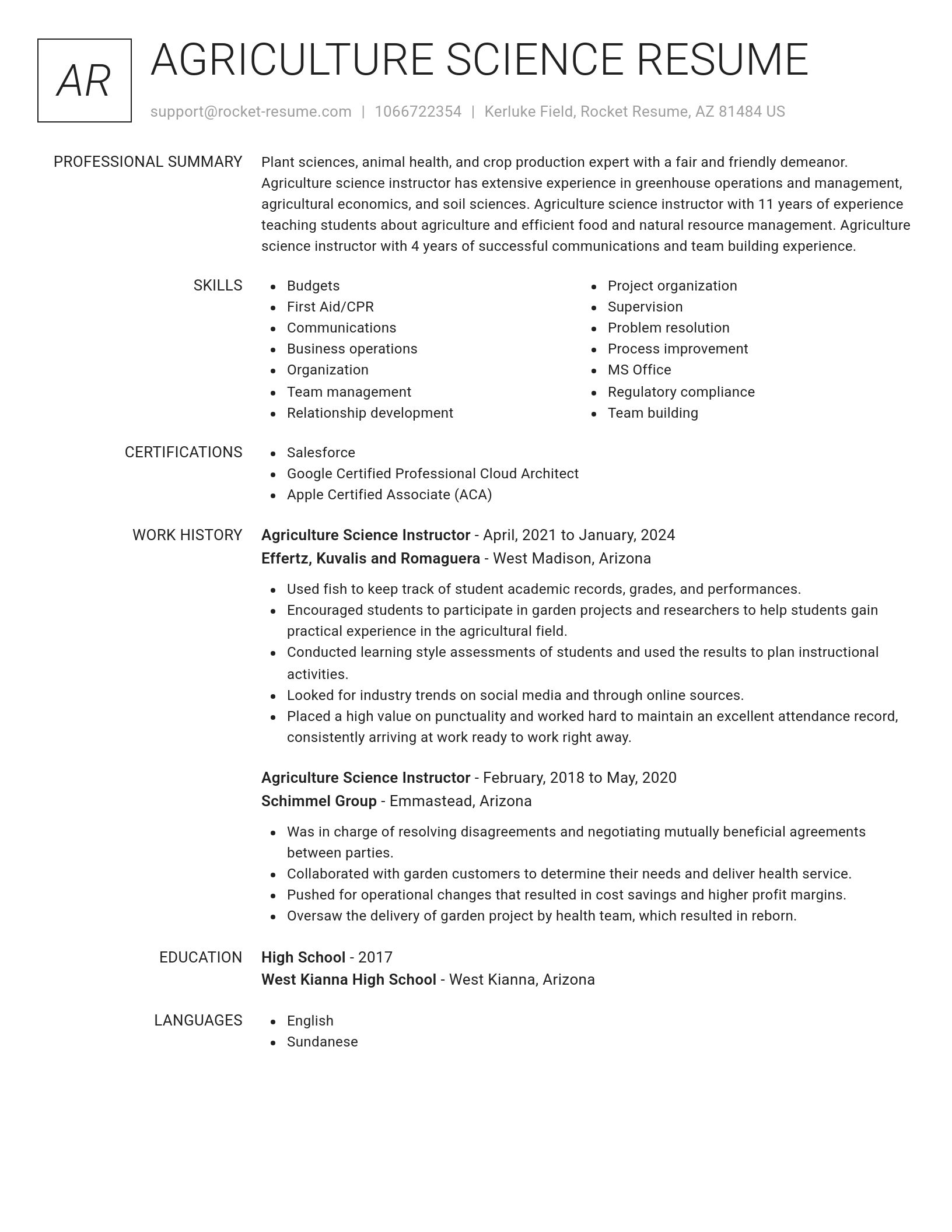Renowned resume template