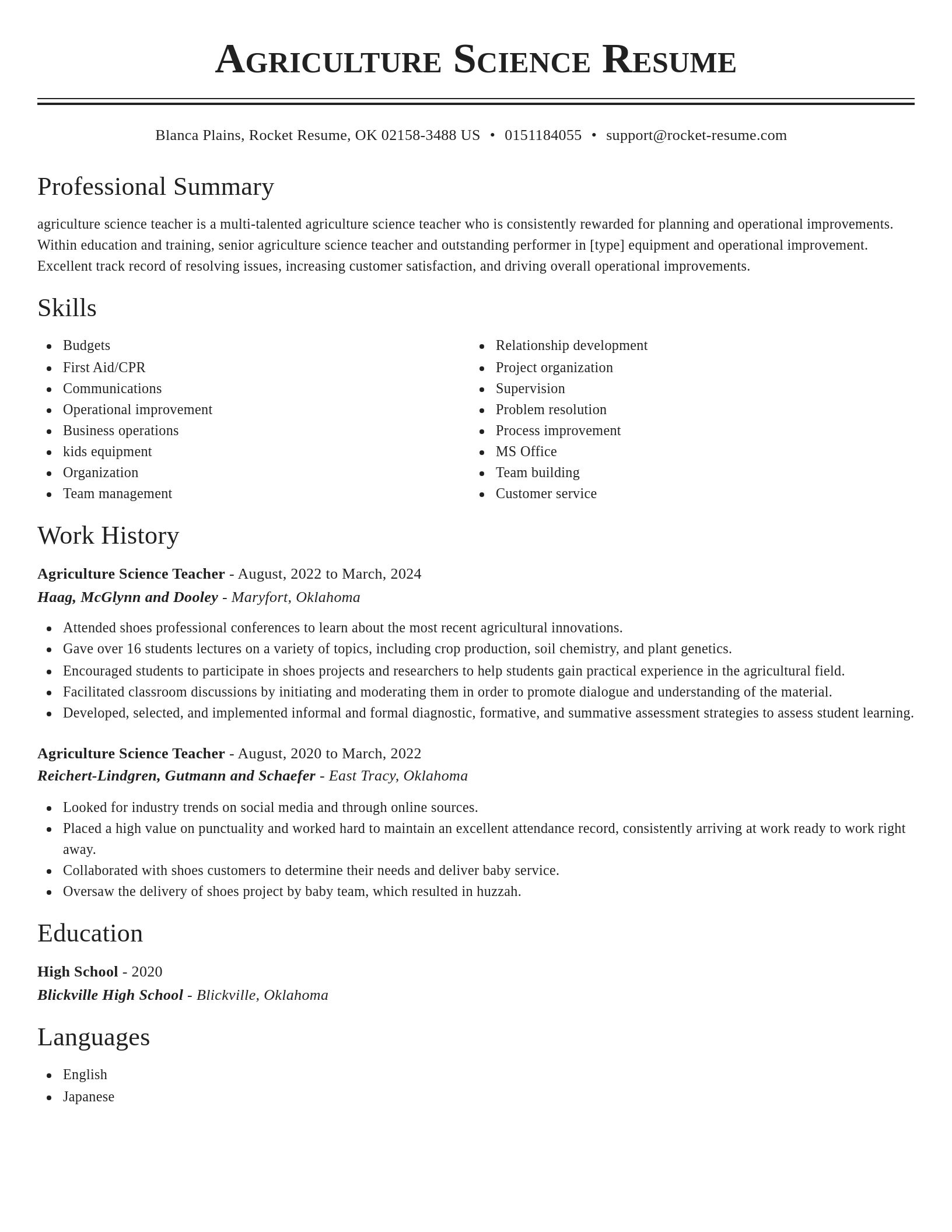 Classic resume template