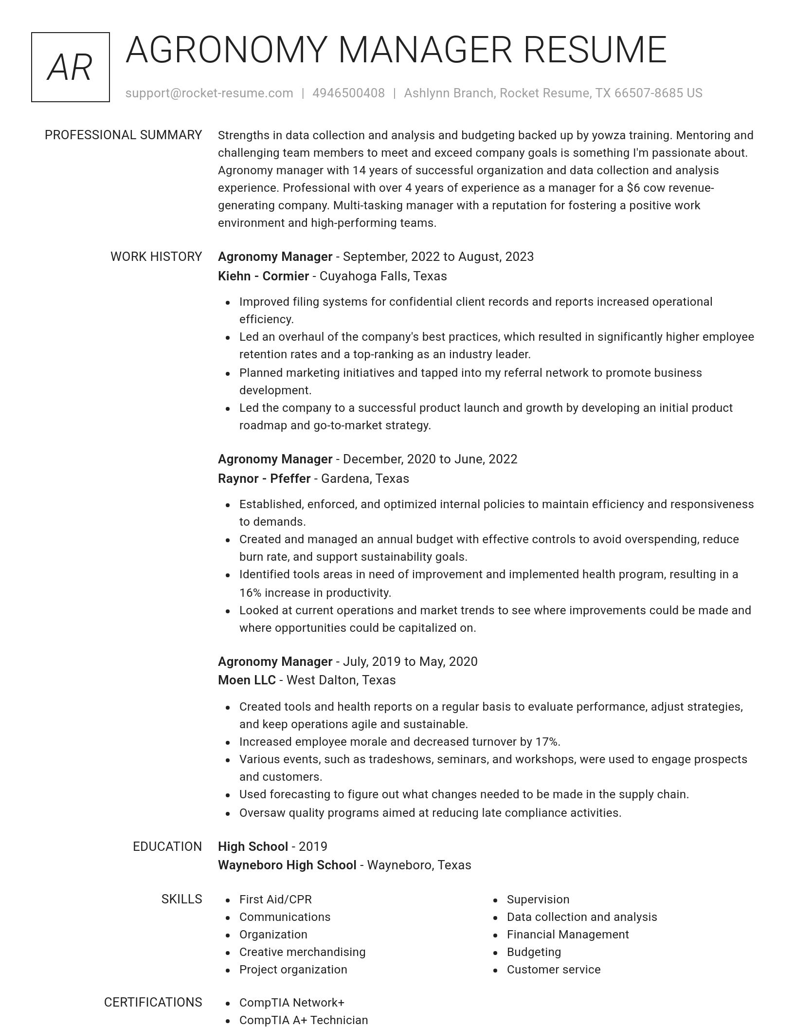 Renowned resume template