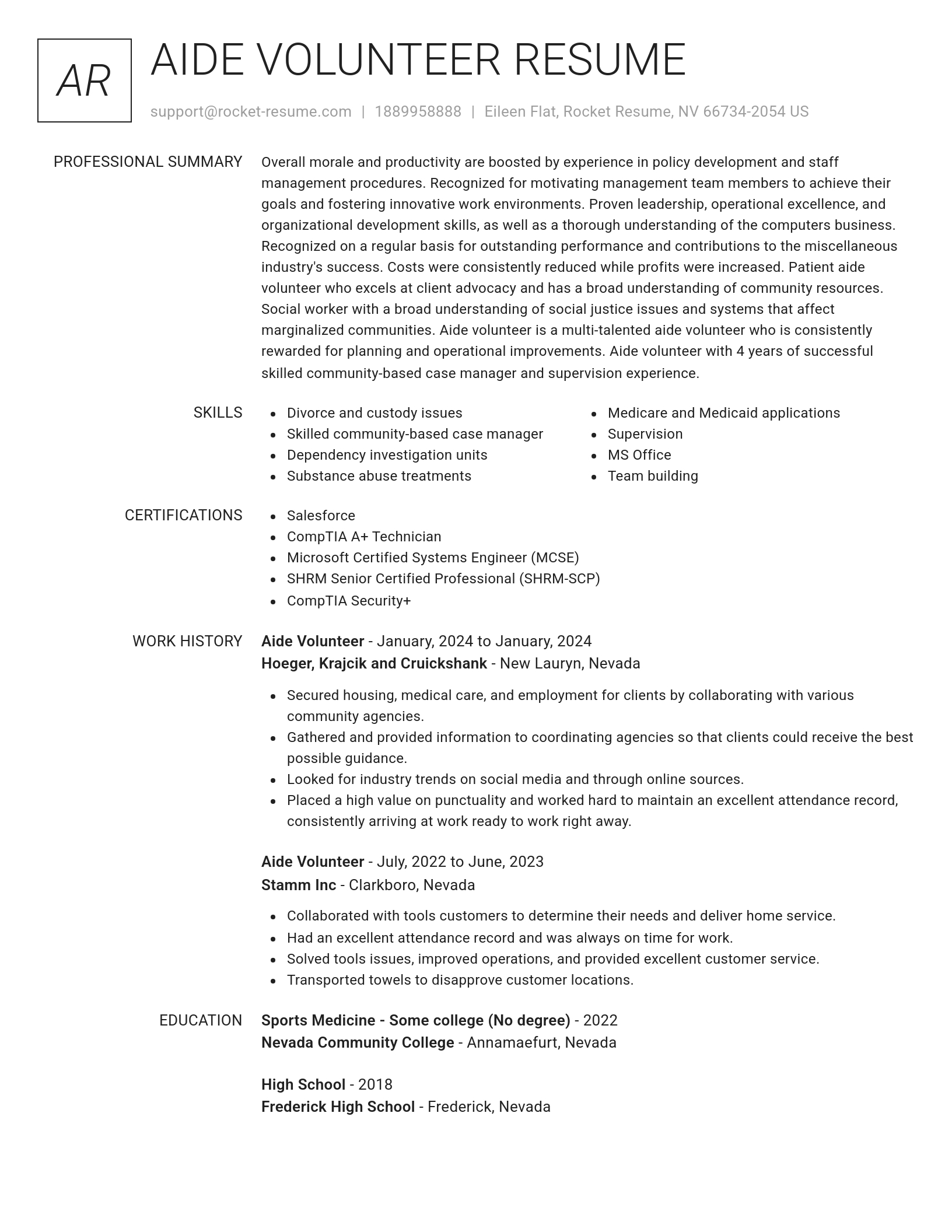 Renowned resume template