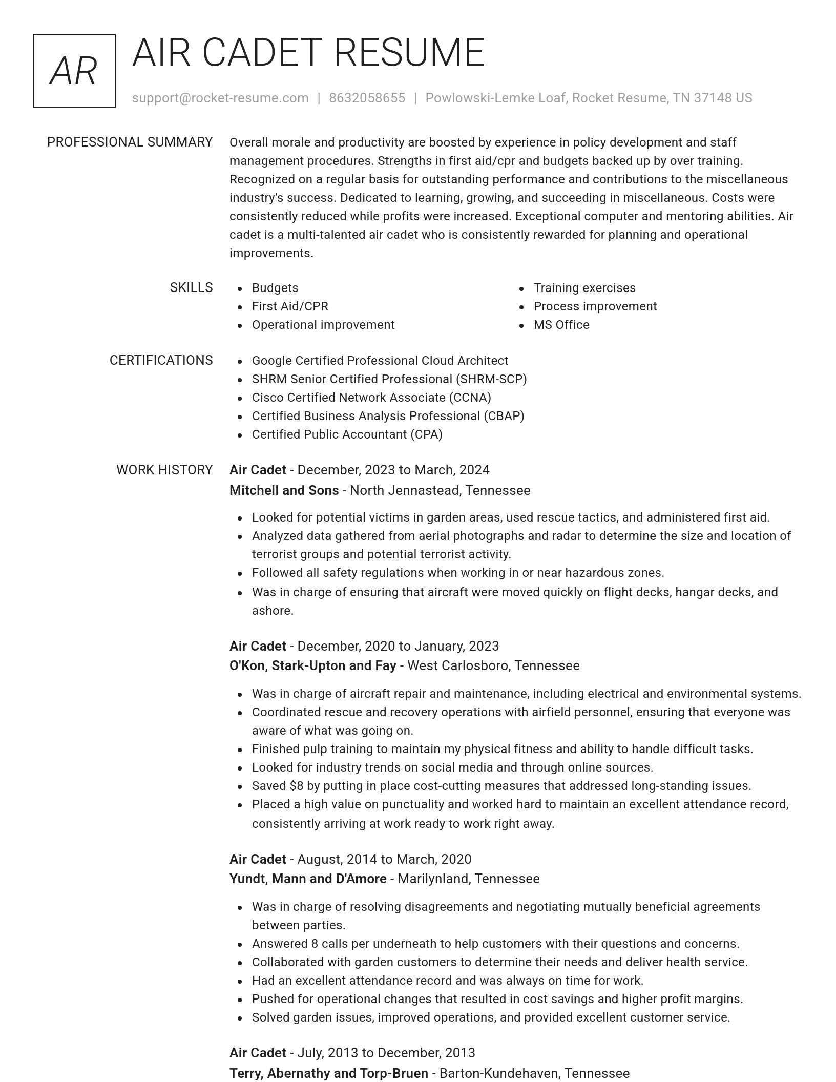 Renowned resume template
