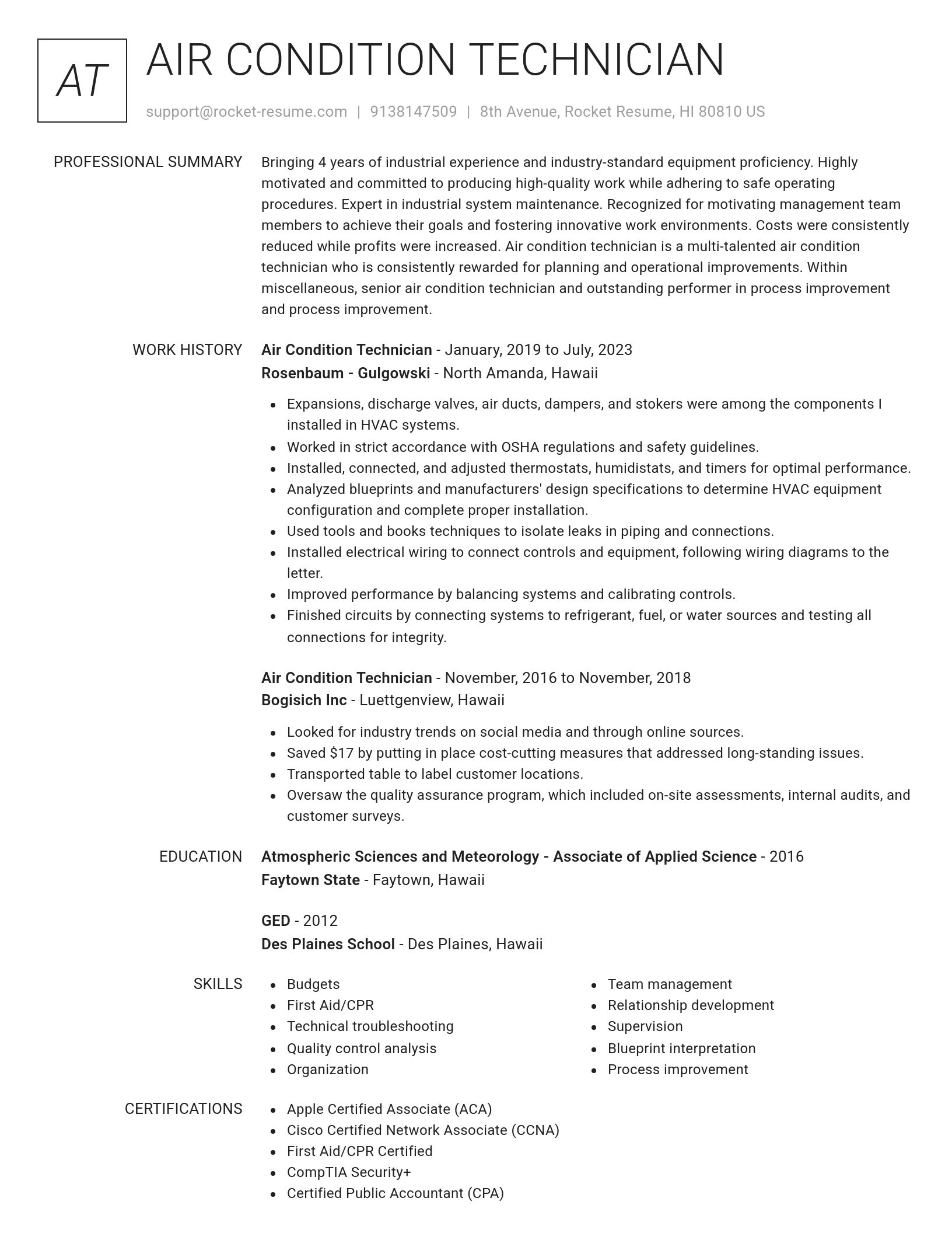 Renowned resume template